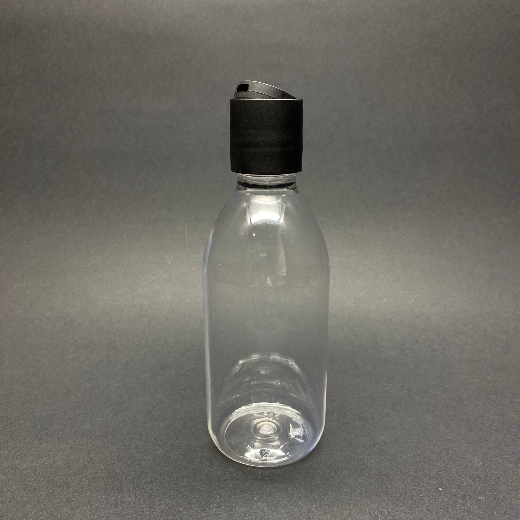 250 Cc Pet Şampuan Şişesi - Şeffaf Fransız Model  - Siyah Disktop Kapaklı - 250 Ml Boş Plastik Şampuan Şişesi