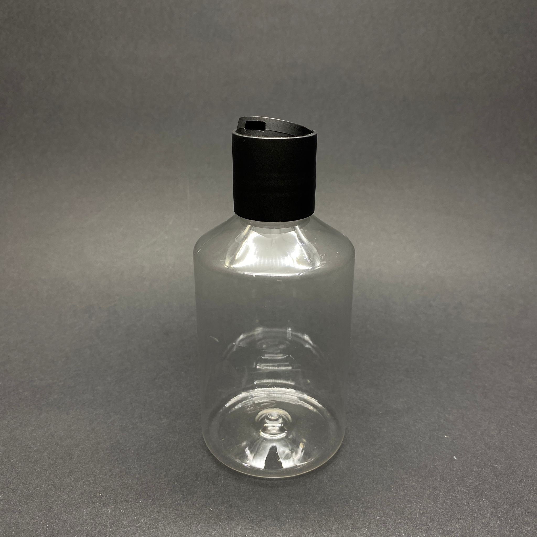 250 Cc Pet Şampuan Şişesi - Şeffaf Küt Model  - Siyah Disktop Kapaklı - 250 Ml Boş Plastik Şampuan Şişesi