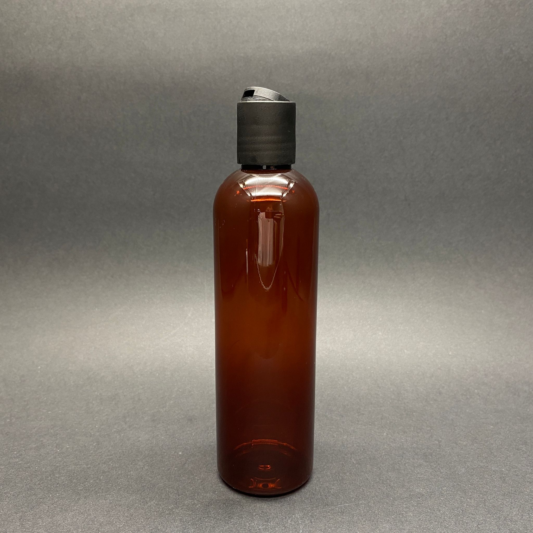 250 Cc Pet Silindir Uzun Model Şampuan Şişesi - Amber - Siyah Disktop Kapaklı - 250 Ml Boş Plastik Şampuan Şişesi
