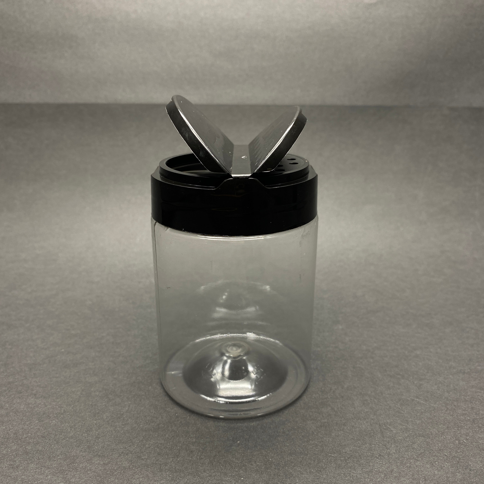 250 Cc Plastik Silindir Baharatlık Kavanoz - 250 Ml Baharat Kavanozu - Siyah Açılır Kapanır Kapaklı