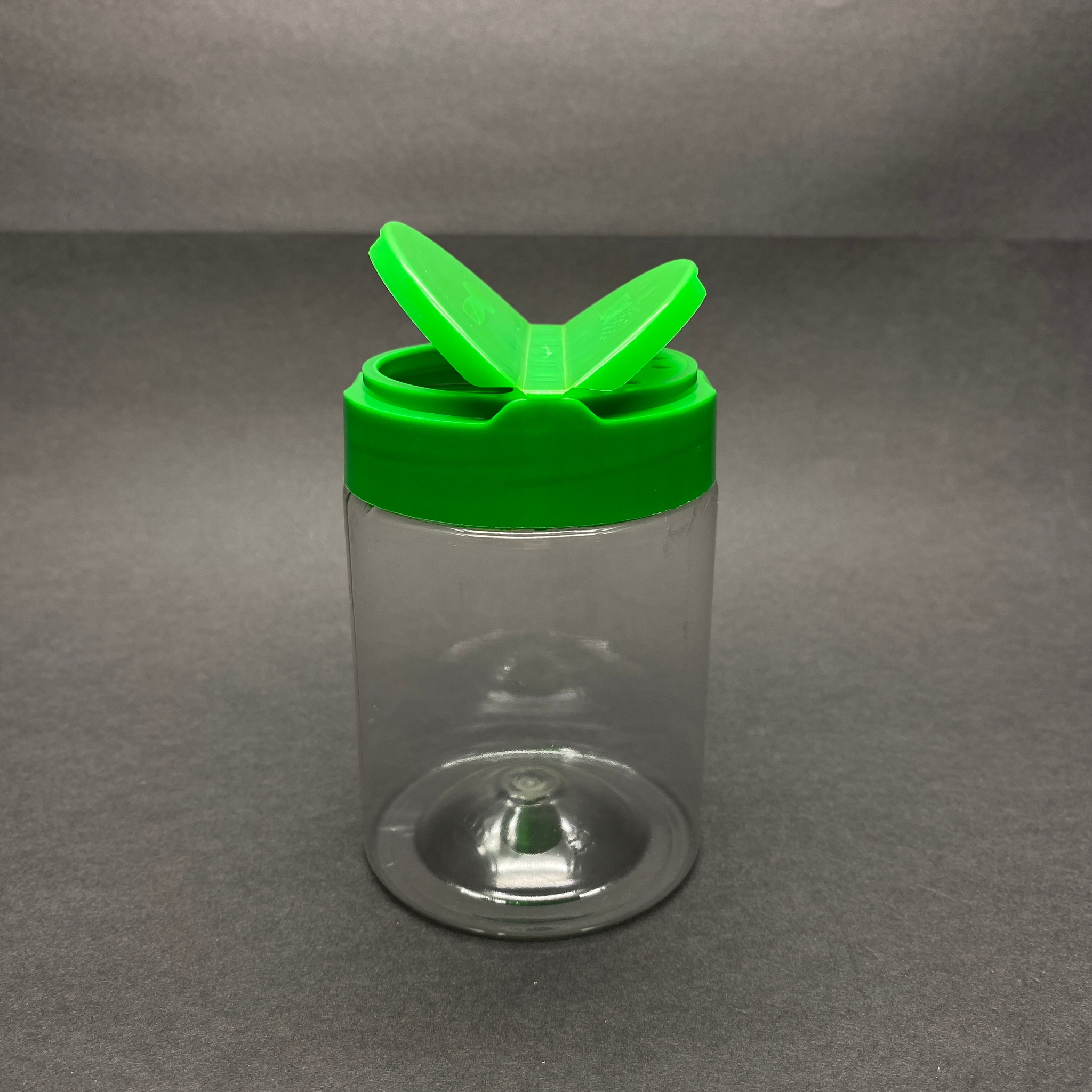 250 Cc Plastik Silindir Baharatlık Kavanoz - 250 Ml Baharat Kavanozu - Yeşil Açılır Kapanır Kapaklı