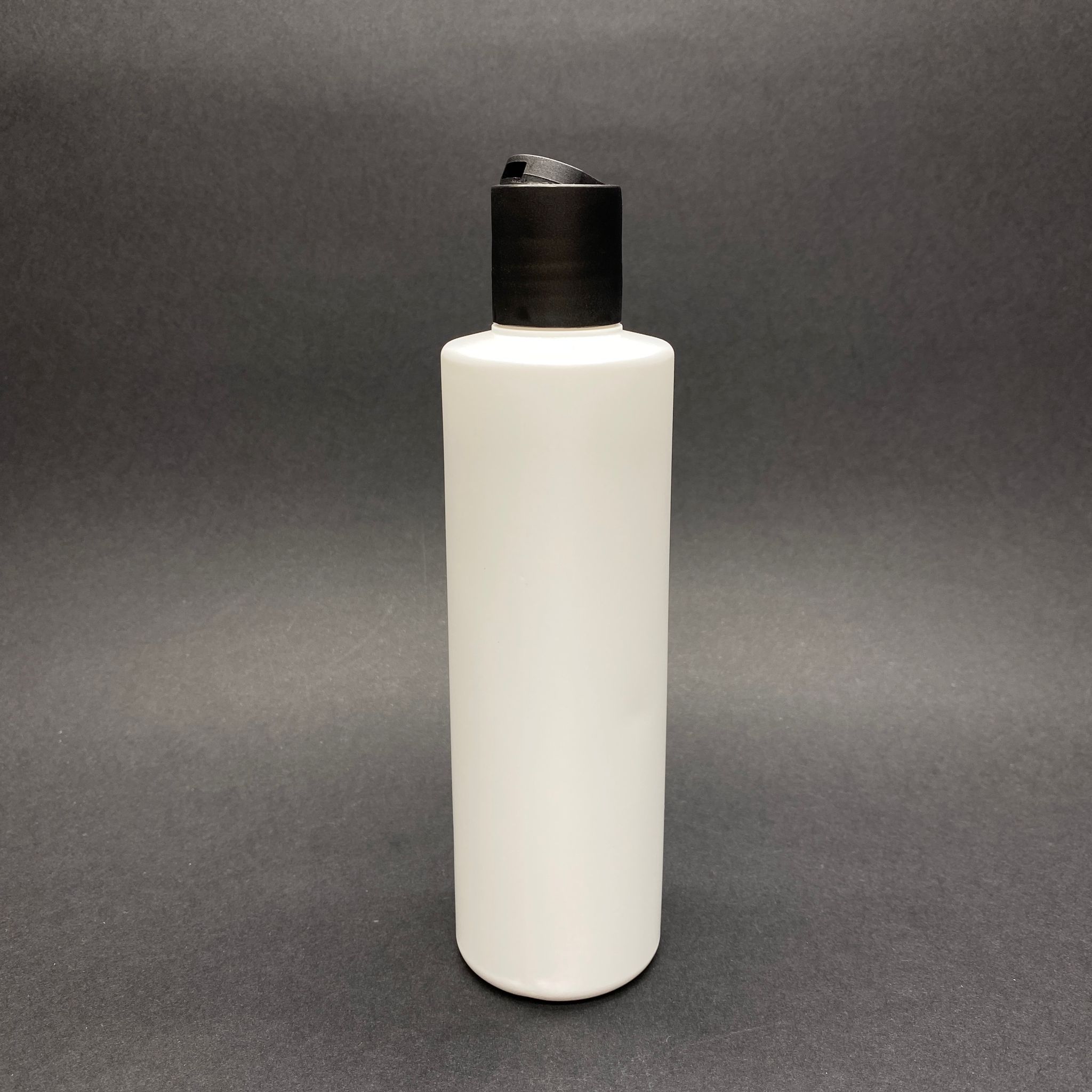 250 Cc Polietilen Silindir Uzun Model Şampuan Şişesi - Beyaz - Siyah Disktop Kapaklı - 250 Ml Boş Plastik Şampuan Şişesi