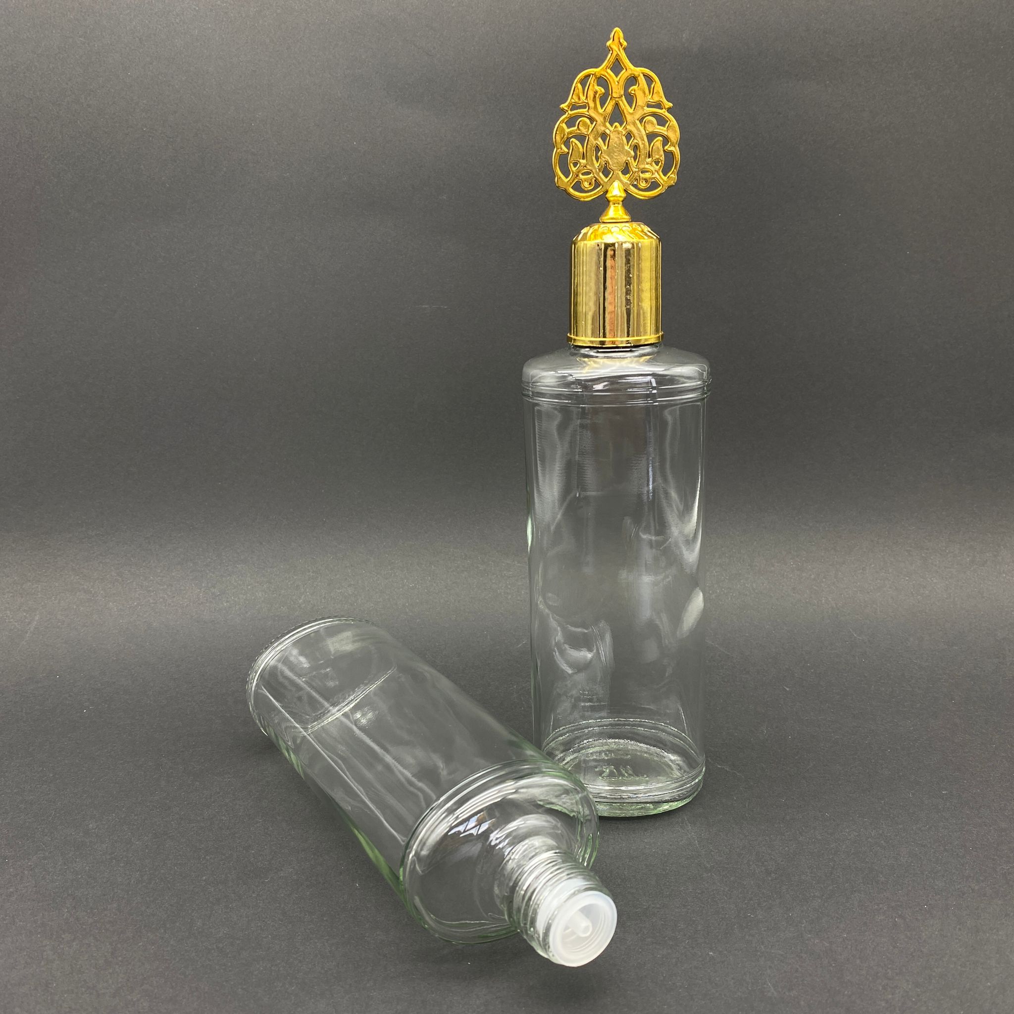 250 Cc Rebul Model Cam Kolonya Şişesi - Gold Osmanlı Kapaklı - 250 Ml Cam Kolonya Şişesi