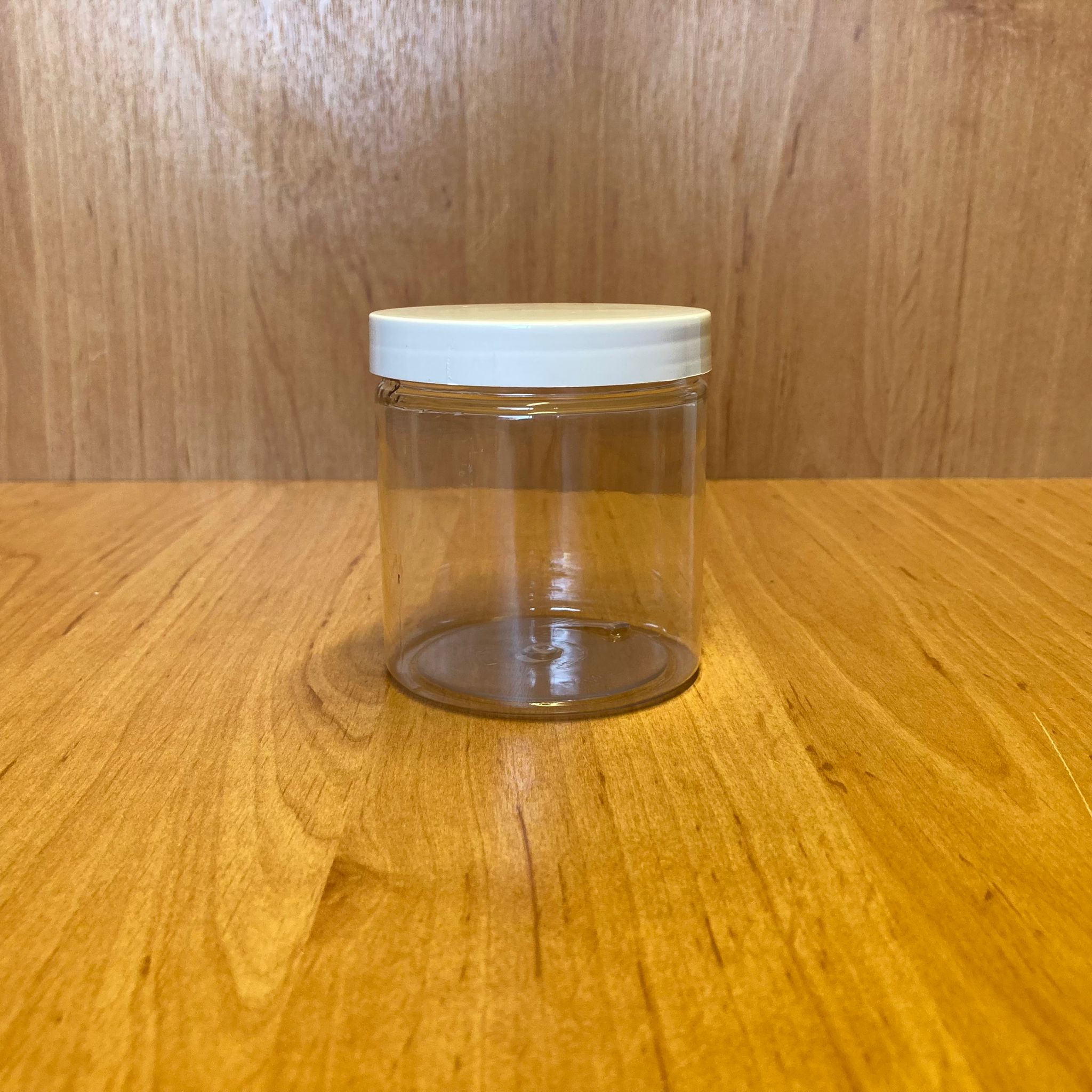 250 Cc Şeffaf Sert Plastik Kavanoz - Beyaz Kapaklı - 250 Ml Plastik Krem Kavanozu