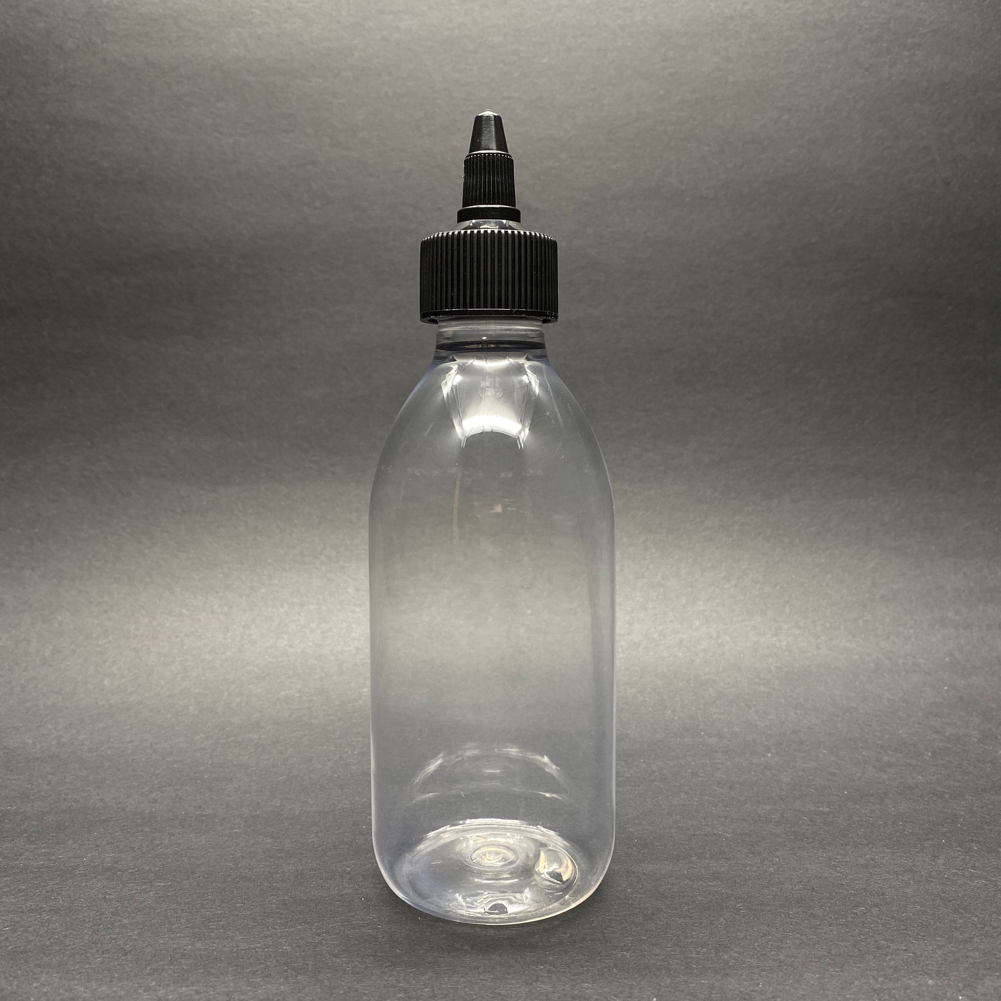 250 Cc Sivri Twist Asansör Kapaklı Şeffaf Pet Şişe - 250 Ml Akıtıcı Siyah Kapaklı Pet Şişe