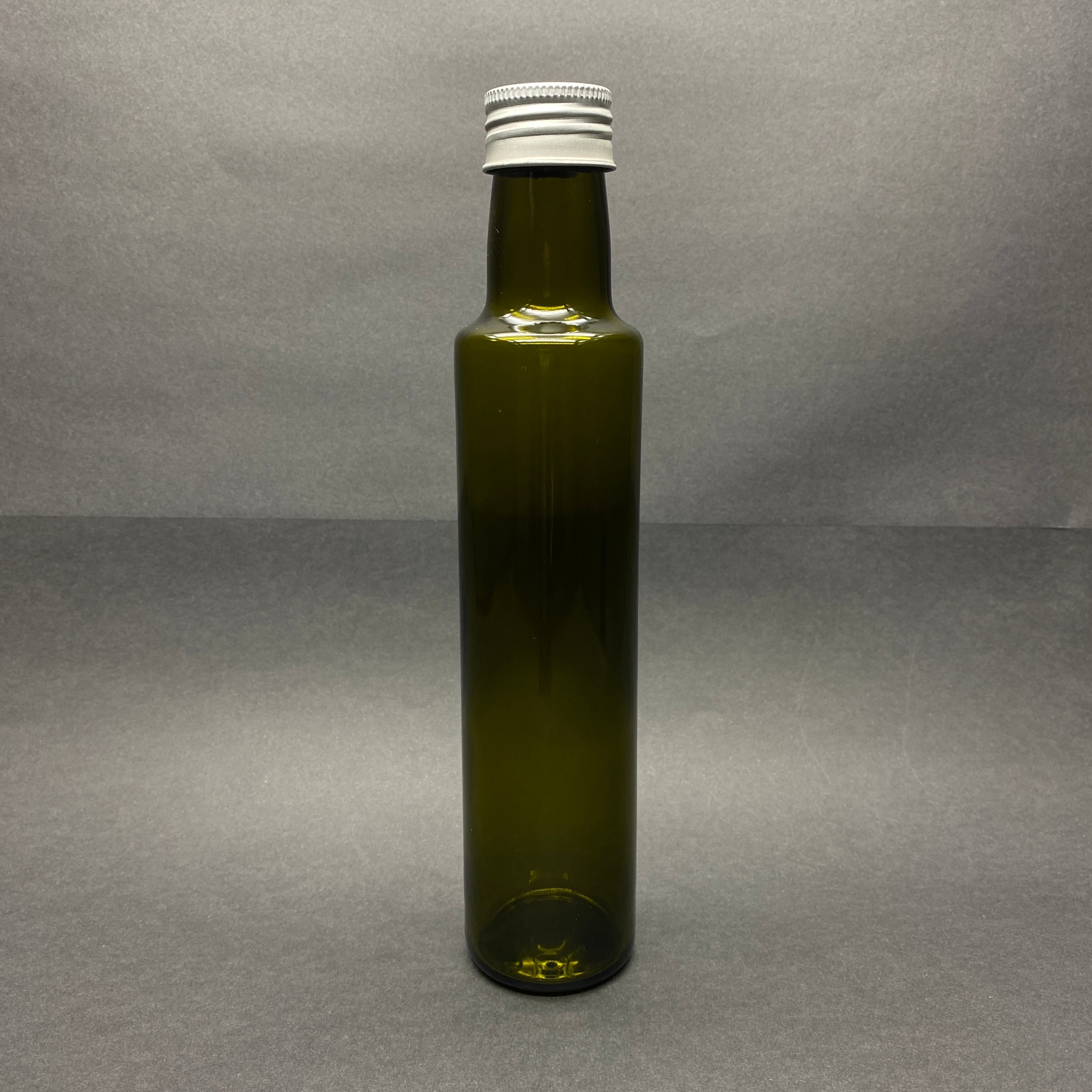 250 Cc Yeşil Dorika Cam Şişe - Gümüş Metal Alüminyum Kapaklı - 250 Ml Dorika Yağ Şişesi - Sirke Şişesi