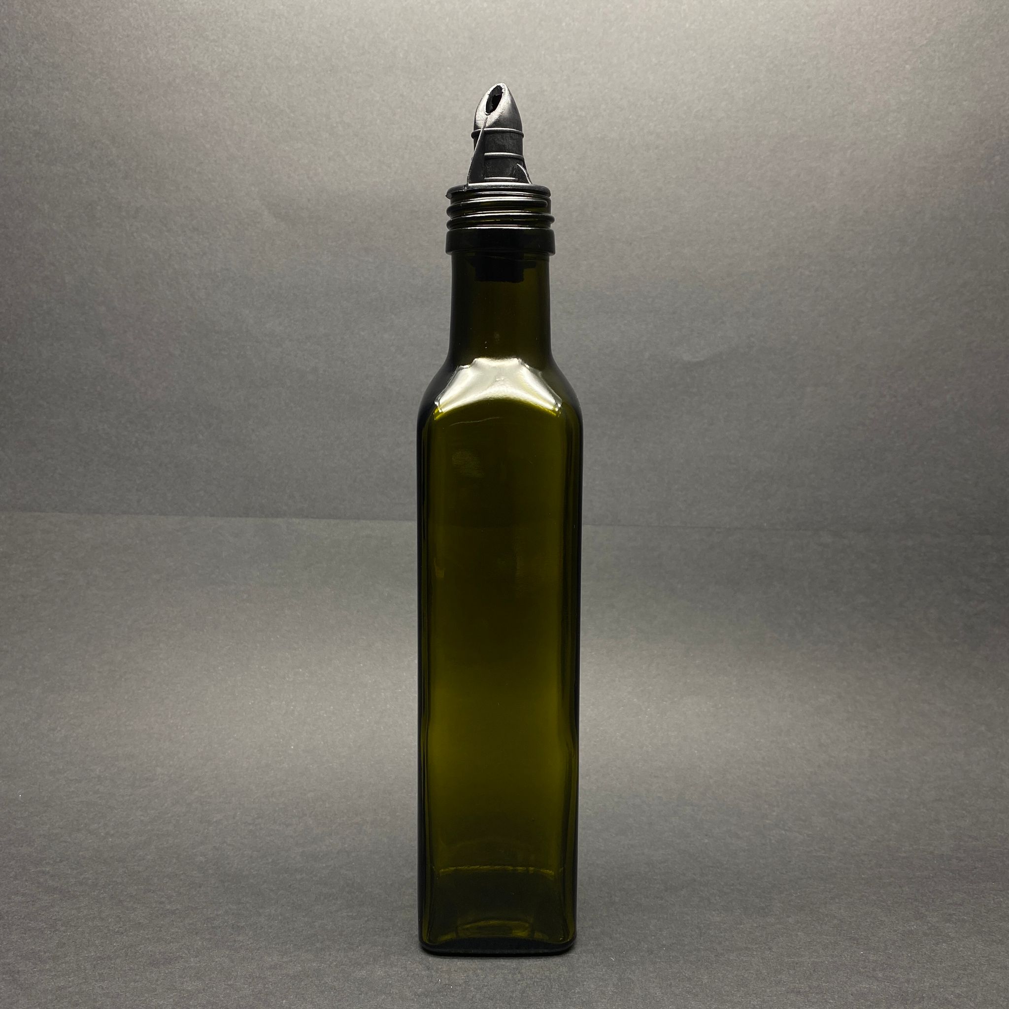 250 Cc Yeşil Maraska Cam Şişe - Siyah Yağdanlık Tıpalı - 250 Ml Köşeli Yağlık Sirkelik