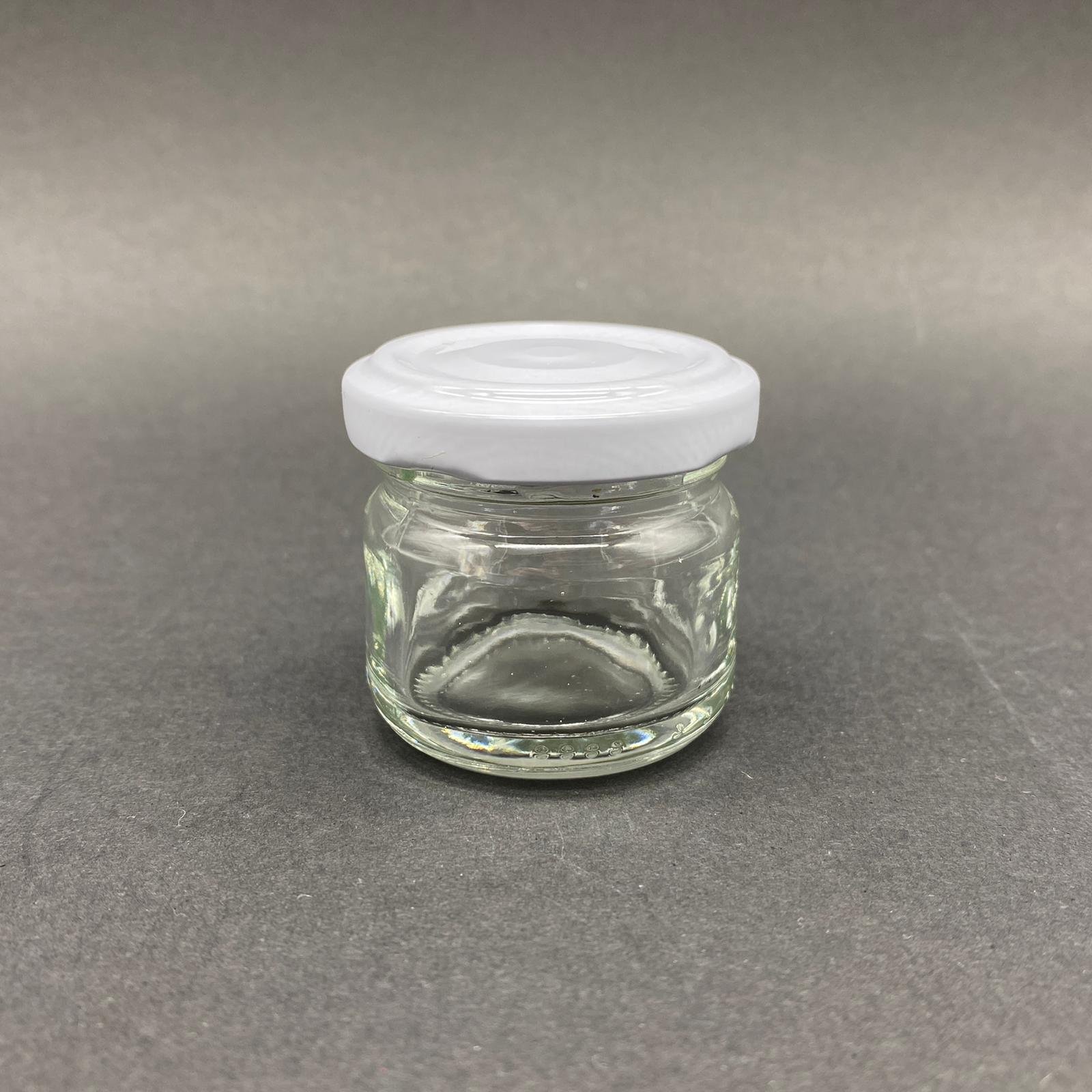 29 Cc Cam Kavanoz - Beyaz Metal Kapaklı - 29 Ml Cam Kavanoz