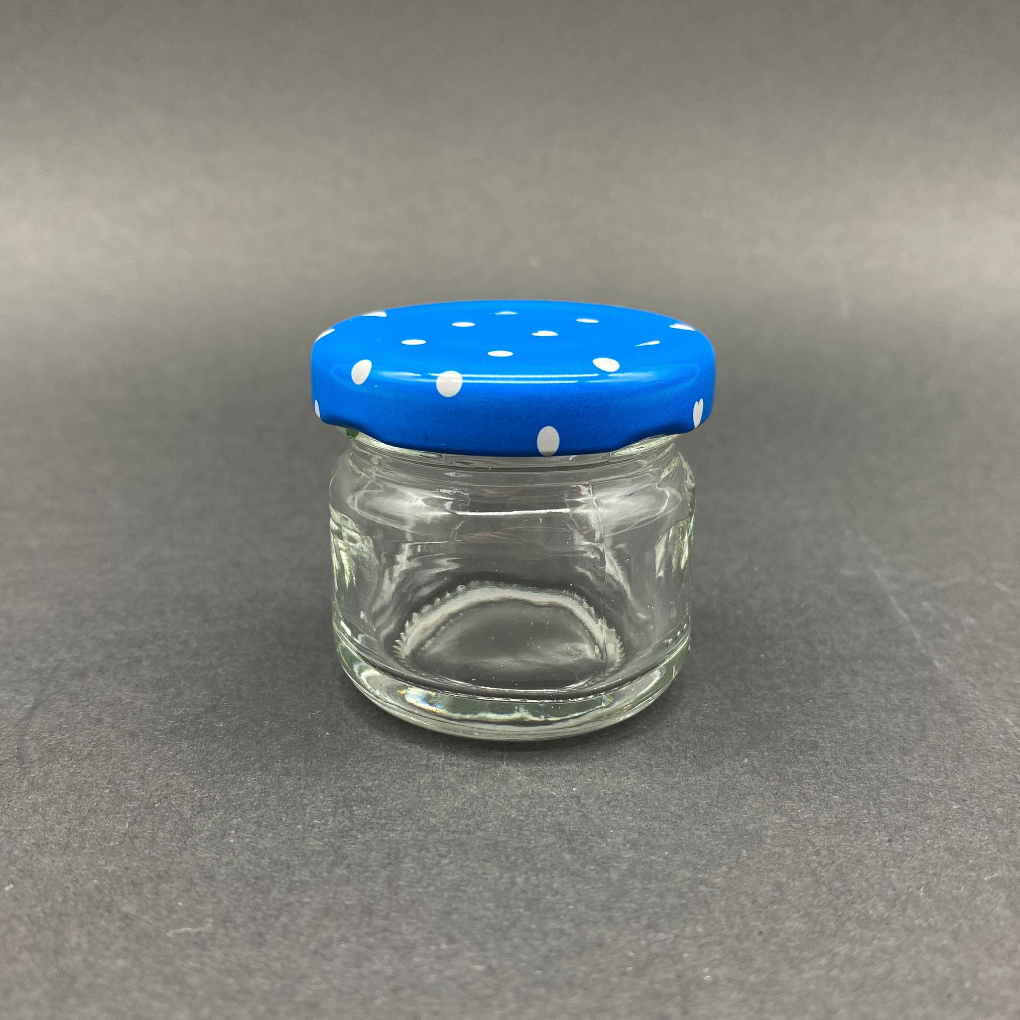29 Cc Cam Kavanoz - Mavi Metal Kapaklı - 29 Ml Cam Kavanoz