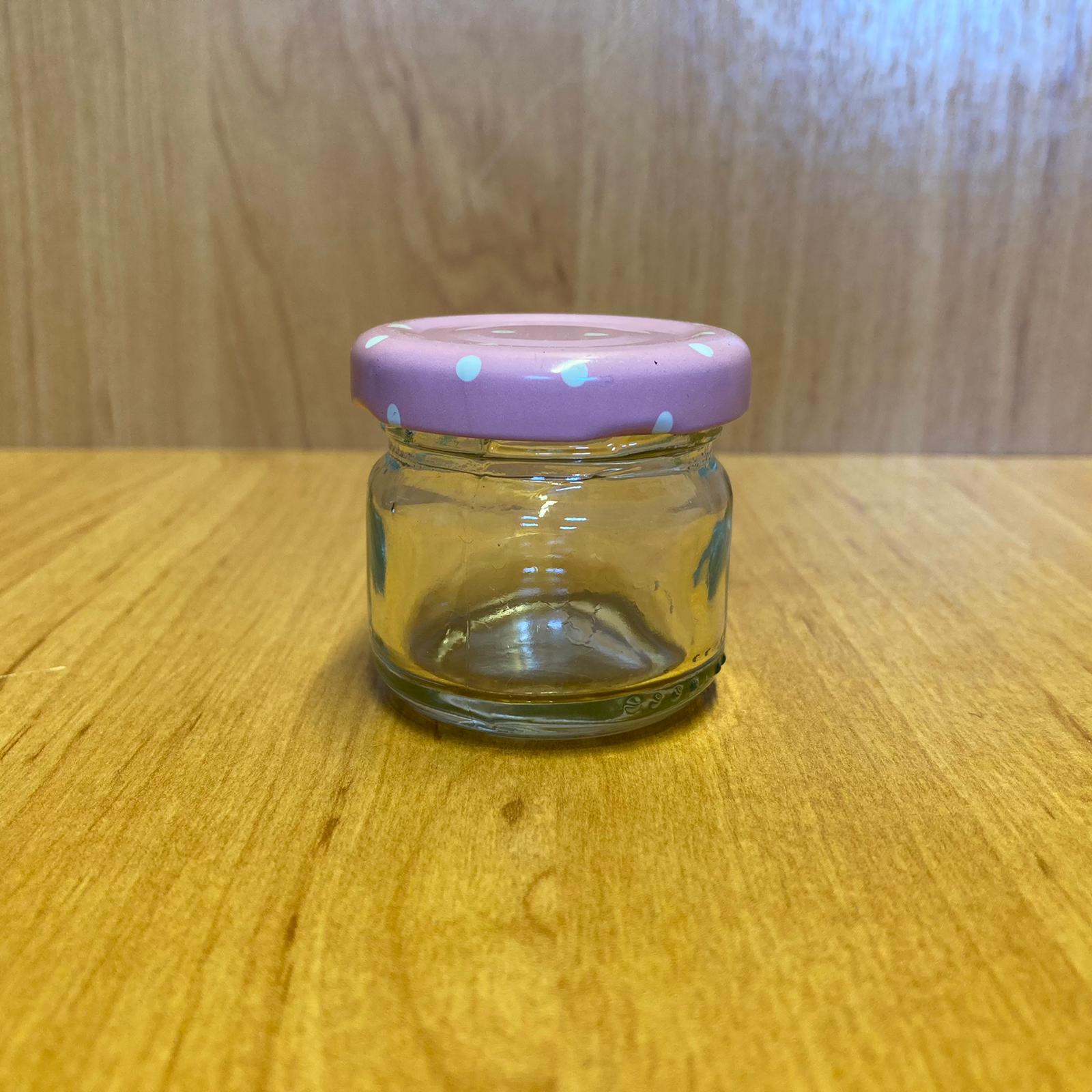 29 Cc Cam Kavanoz - Pembe Metal Kapaklı - 29 Ml Cam Kavanoz
