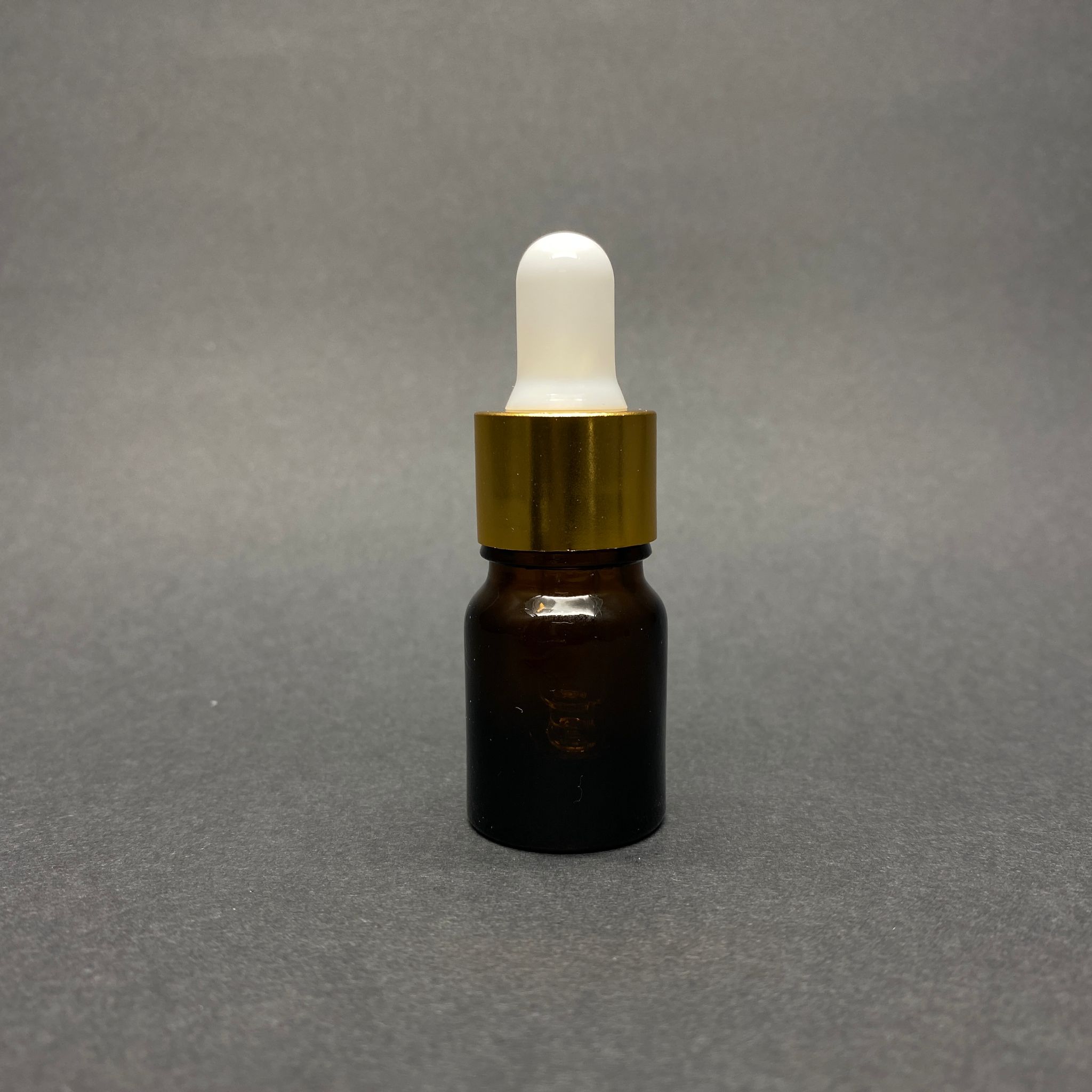 3 Cc Amber Cam Damlalıklı Şişe - Beyaz Emzik - Gold Metalik Kapak - 3 Ml Kahverengi Cam Damlalıklı Şişe
