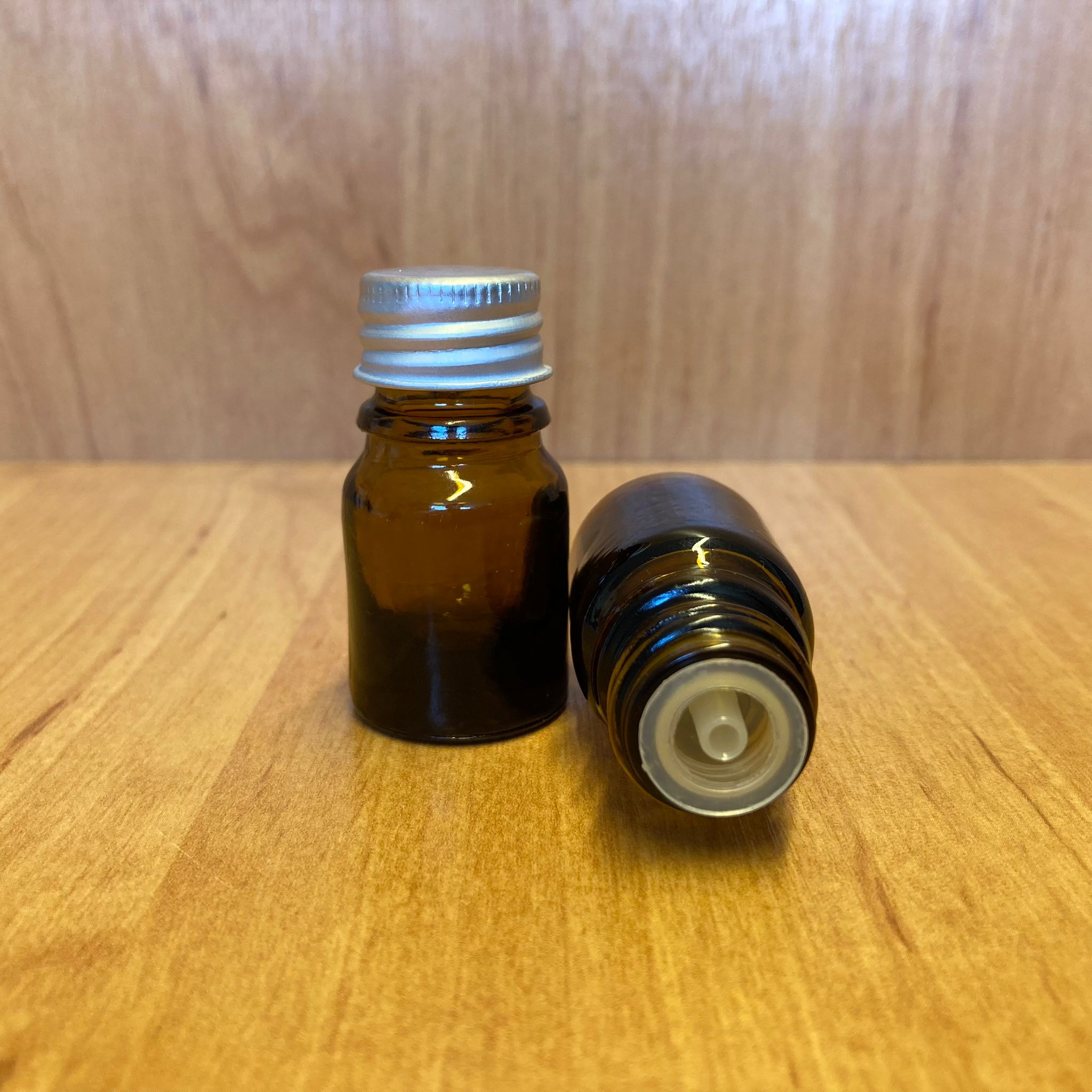 3 Cc Amber İçten Damlalıklı - Gümüş Metal Kapaklı Cam Şişe - 3 Ml Kolonya Tıpalı Cam Şişe