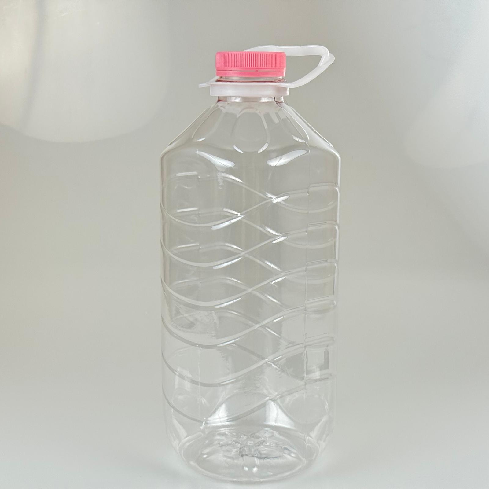 3 Lt Köşeli Su Peti - Pembe Kapaklı Beyaz Kulplu - 3000 Cc Pet Şişe