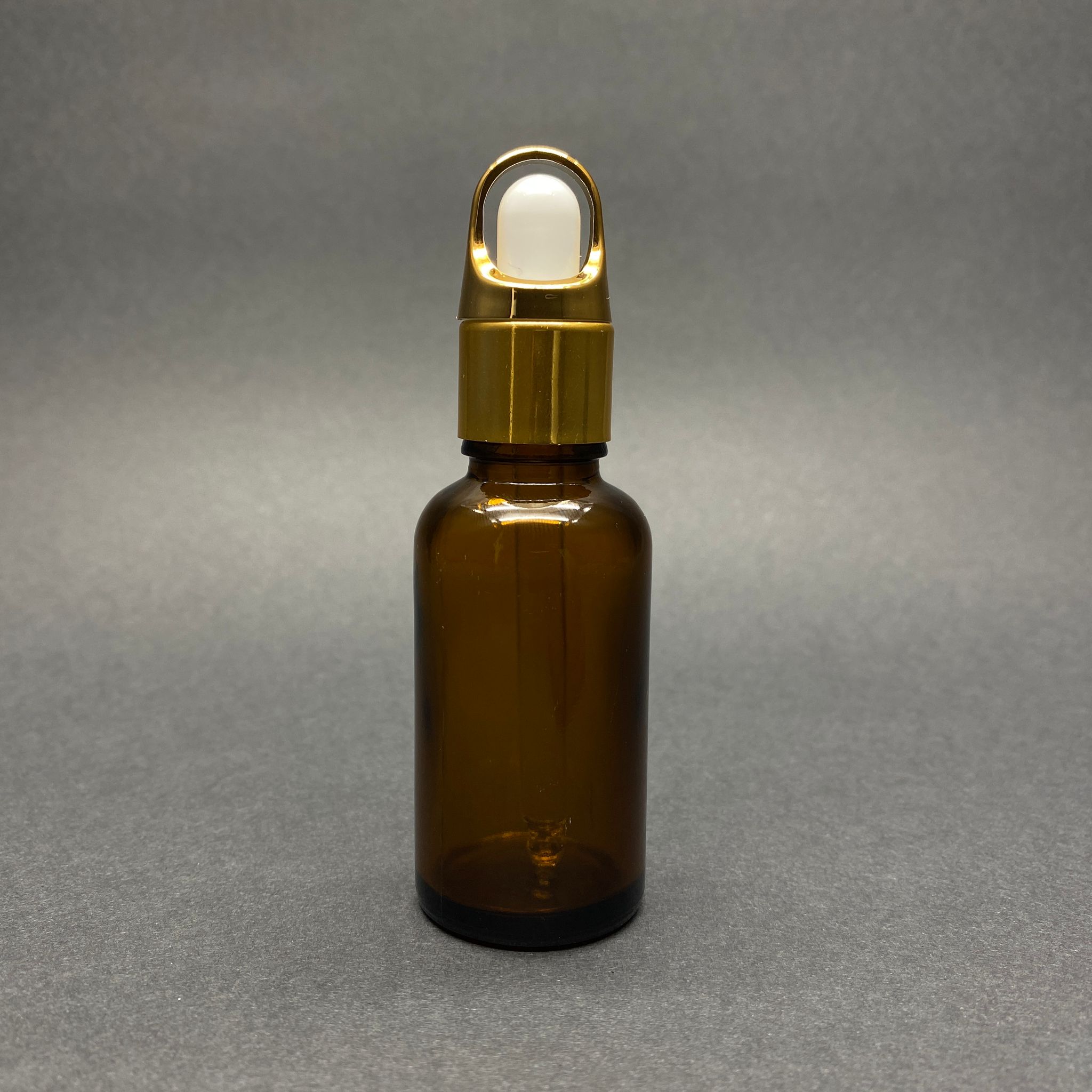 30 Cc Amber Cam Damlalıklı Şişe - Beyaz Emzik - Gold Flower Sepet Model Metalik Kapak - 30 Ml Cam Damlalıklı Şişe