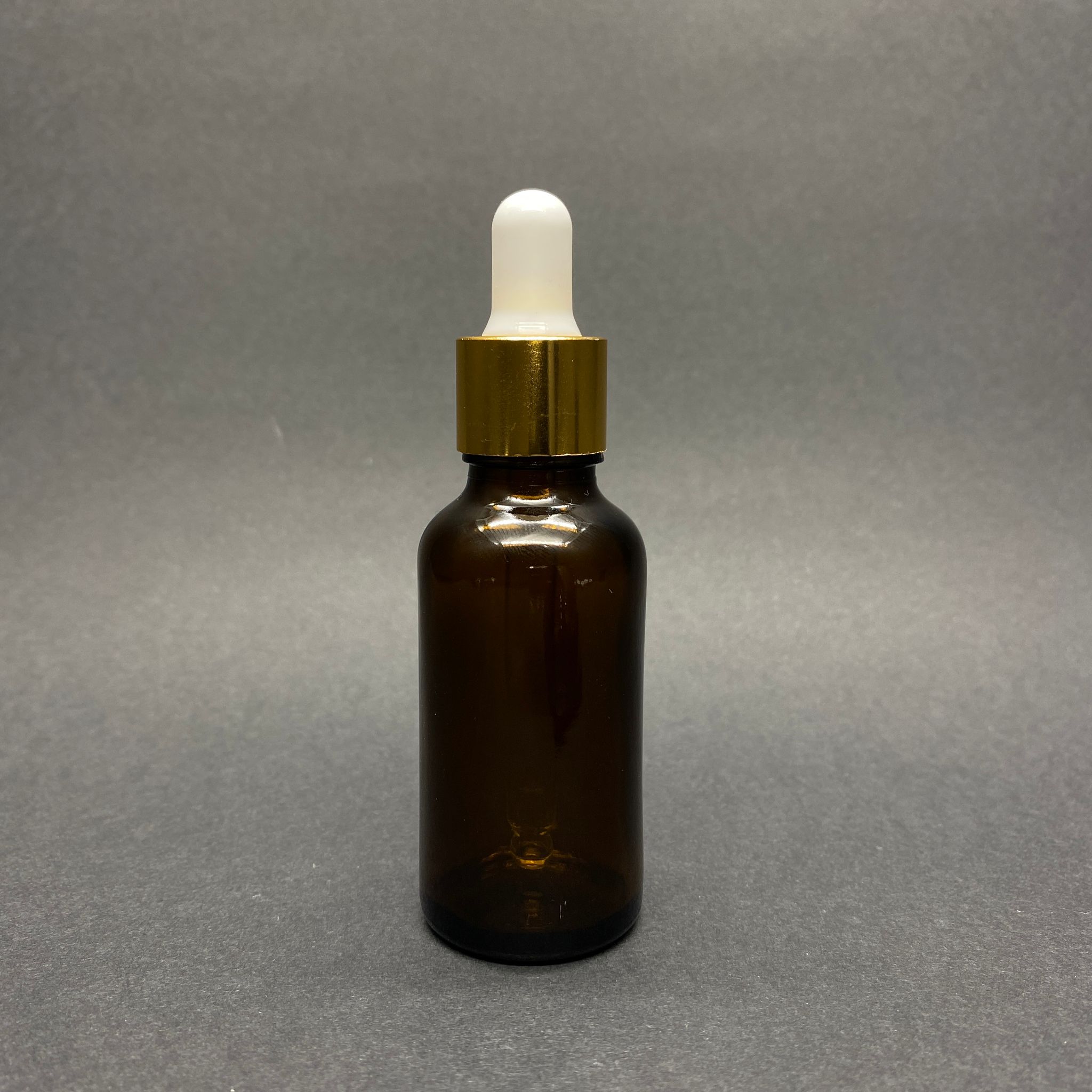30 Cc Amber Cam Damlalıklı Şişe - Beyaz Emzik - Gold Metalik Kapak - 30 Ml Kahverengi Cam Damlalıklı Şişe