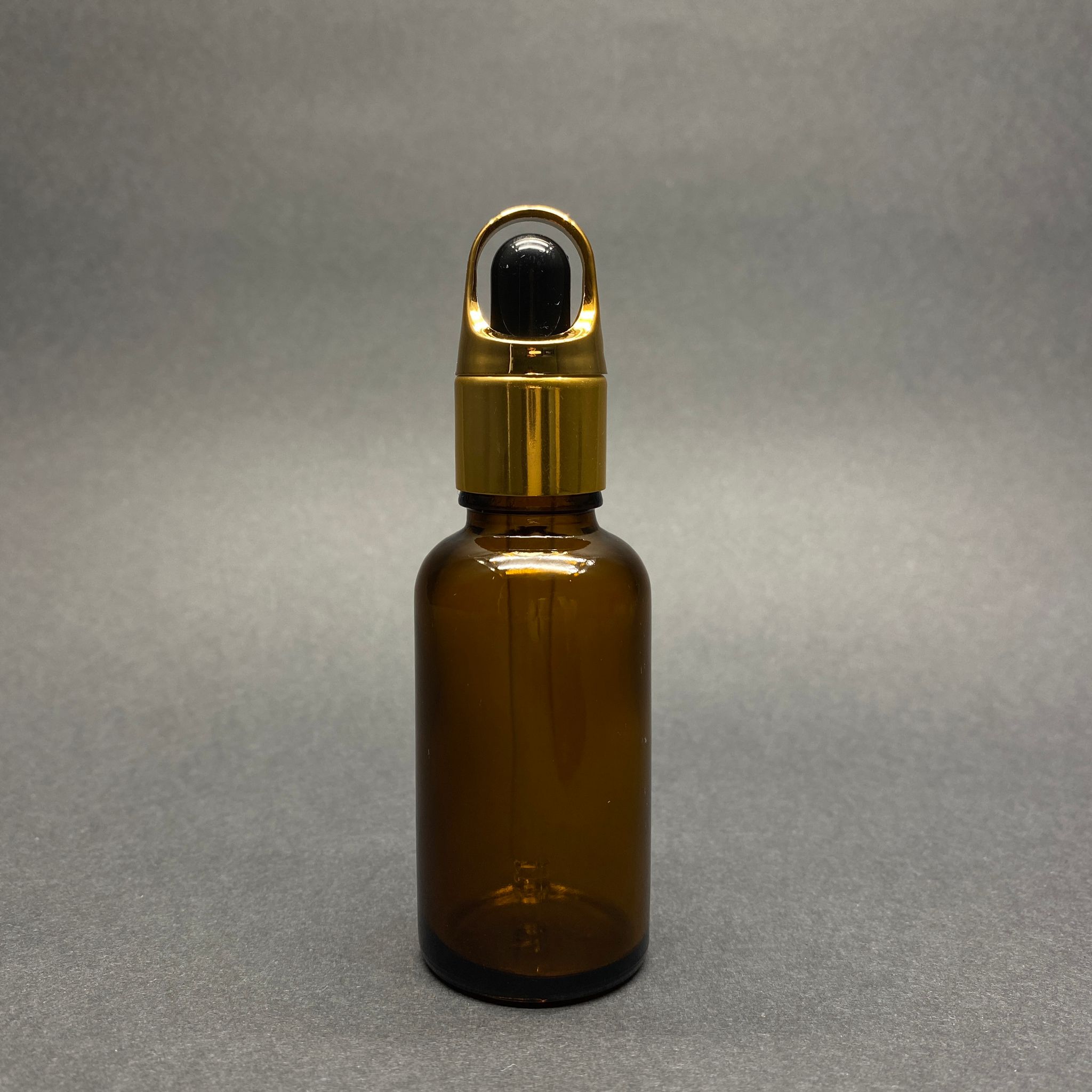 30 Cc Amber Cam Damlalıklı Şişe - Siyah Emzik - Gold Flower Sepet Model Metalik Kapak - 30 Ml Cam Damlalıklı Şişe