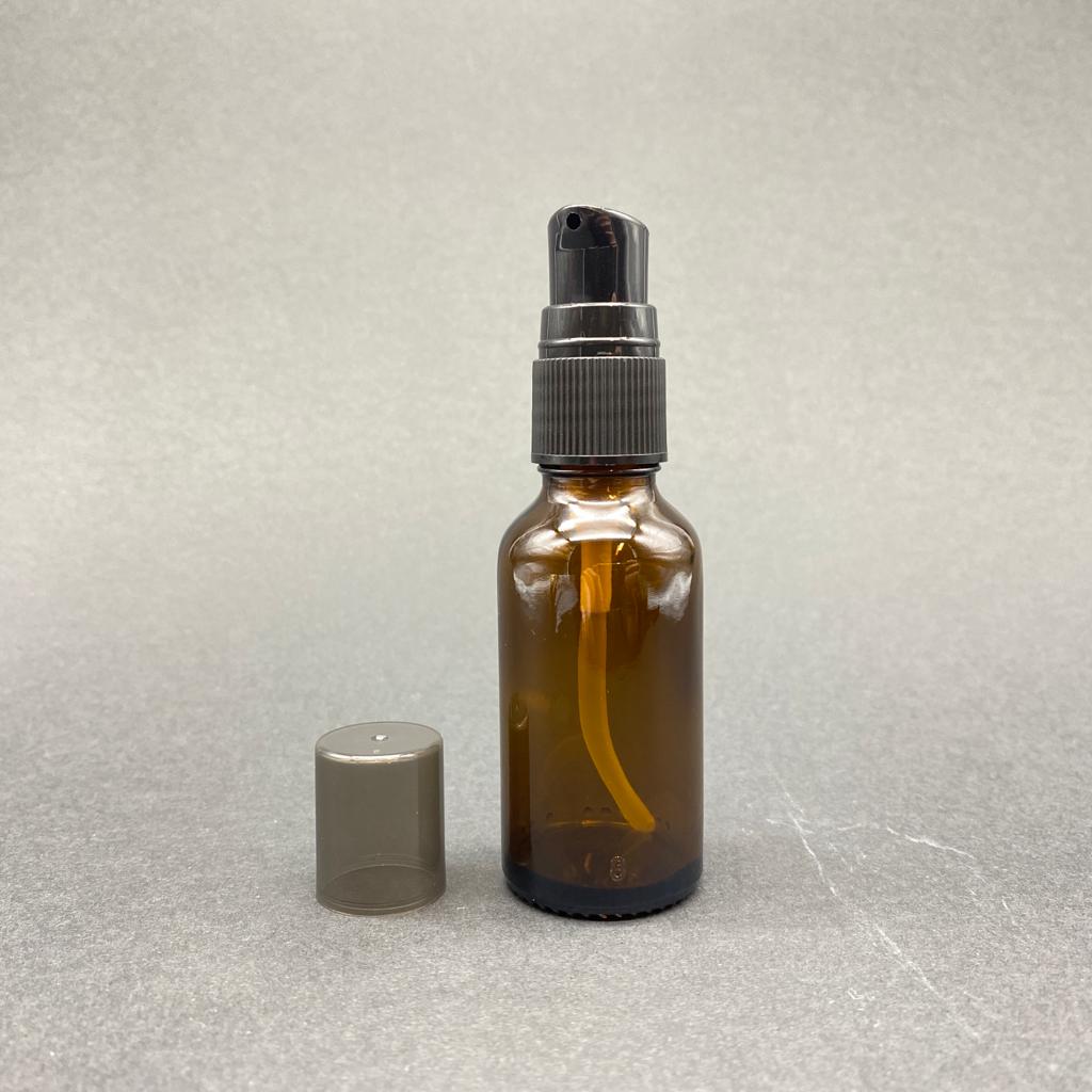 30 Cc Amber Cam Şişe Siyah Losyon Pompalı Takım - 30 Ml Pompalı Cam Şişe