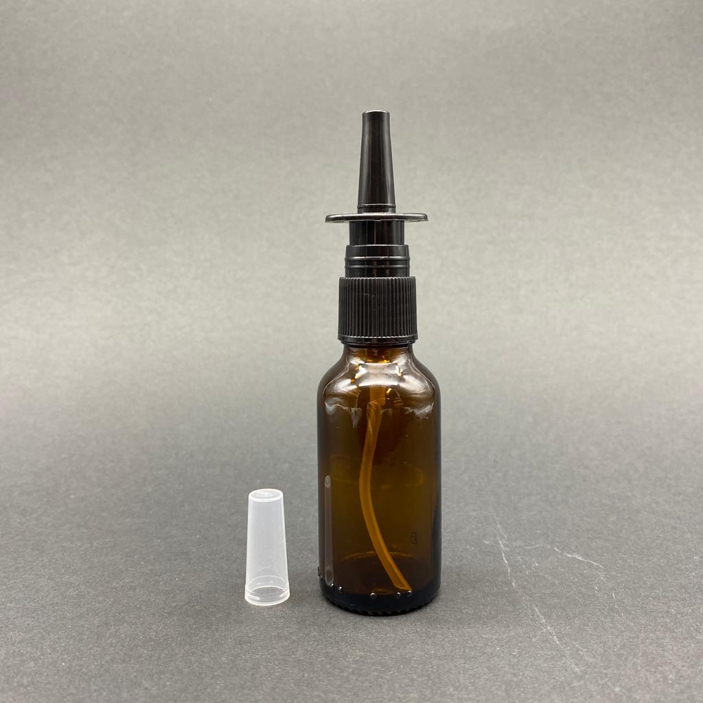 30 Cc Amber Cam Şişe - Siyah Nazal Burun Spreyli Takım - 30 Ml Burun Spreyli Cam Şişe