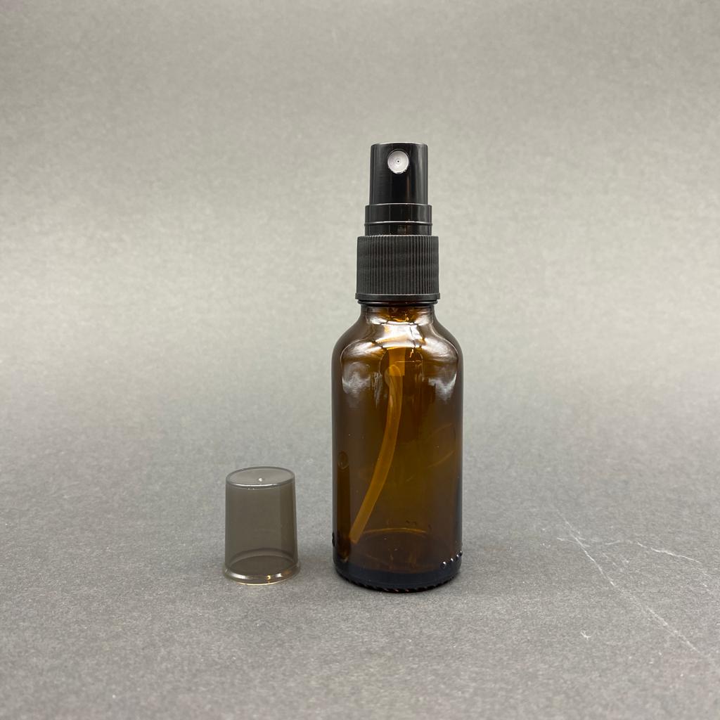 30 Cc Amber Cam Şişe Siyah Spreyli Takım - 30 Ml Spreyli Şişe