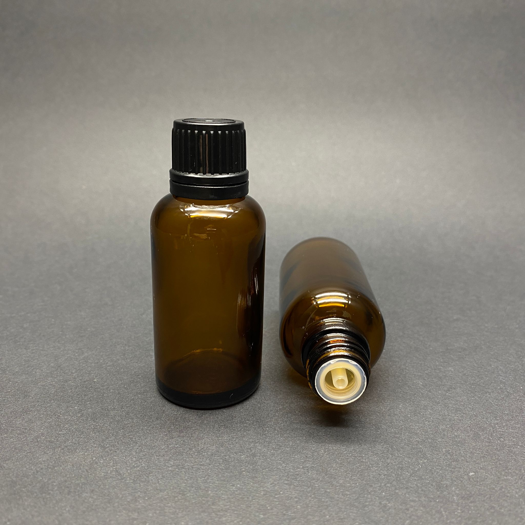30 Cc Amber İçten Damlalıklı (Opsiyonel Damlalık) - Siyah Kilitli Kapaklı Cam Şişe - 30 Ml Kolonya Tıpalı Cam Şişe