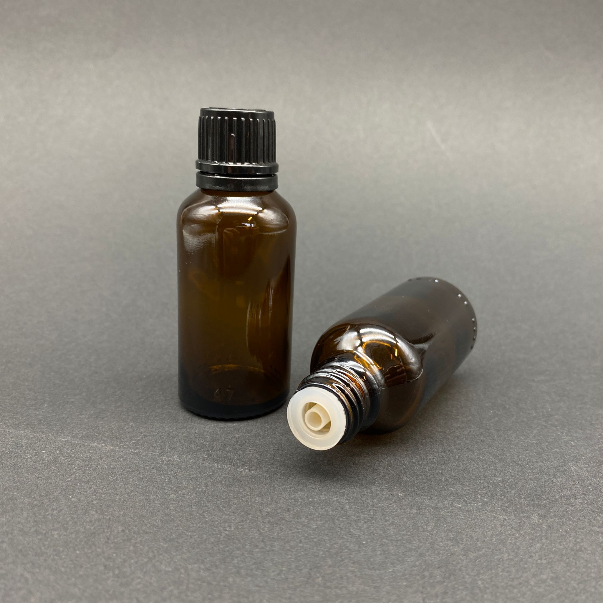 30 Cc Amber İçten Damlalıklı - Siyah Kilit Kapaklı Cam Şişe - 30 Ml Kahverengi Yeni İçten Damlalıklı Cam Şişe