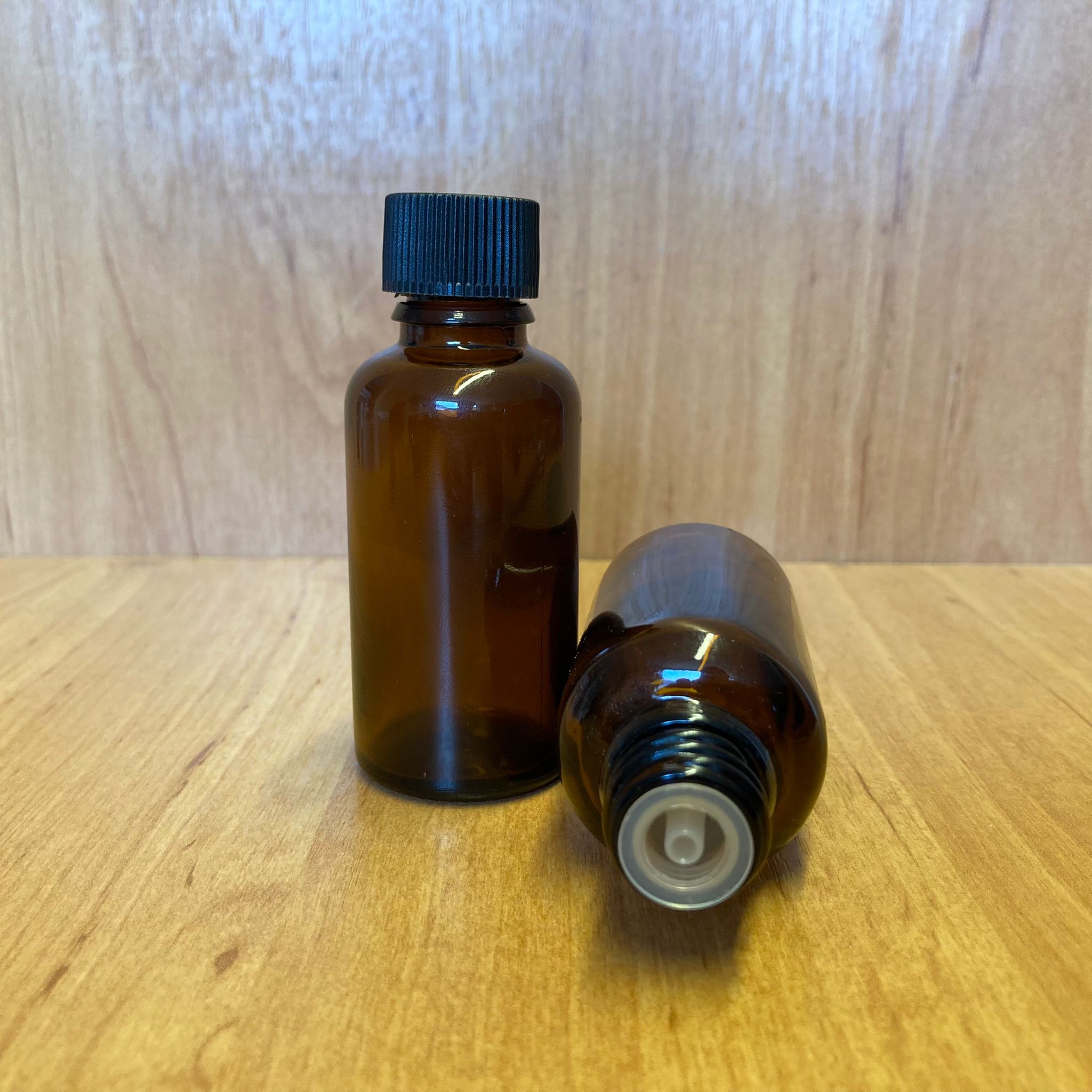 30 Cc Amber İçten Damlalıklı - Siyah Plastik Kapaklı Cam Şişe - 30 Ml Kolonya Tıpalı Cam Şişe