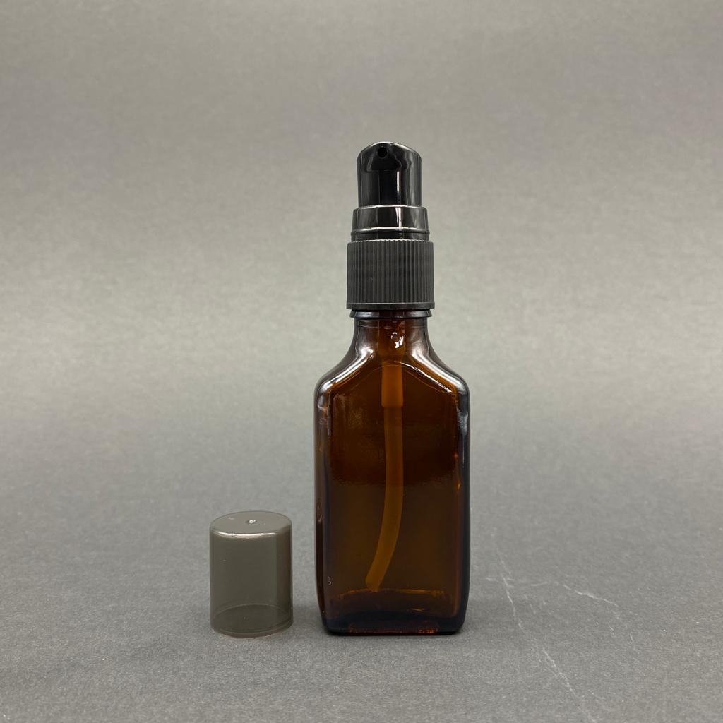30 Cc Amber Yassı Cam Şişe Siyah Losyon Pompalı Takım - 30 Ml Pompalı Cam Şişe