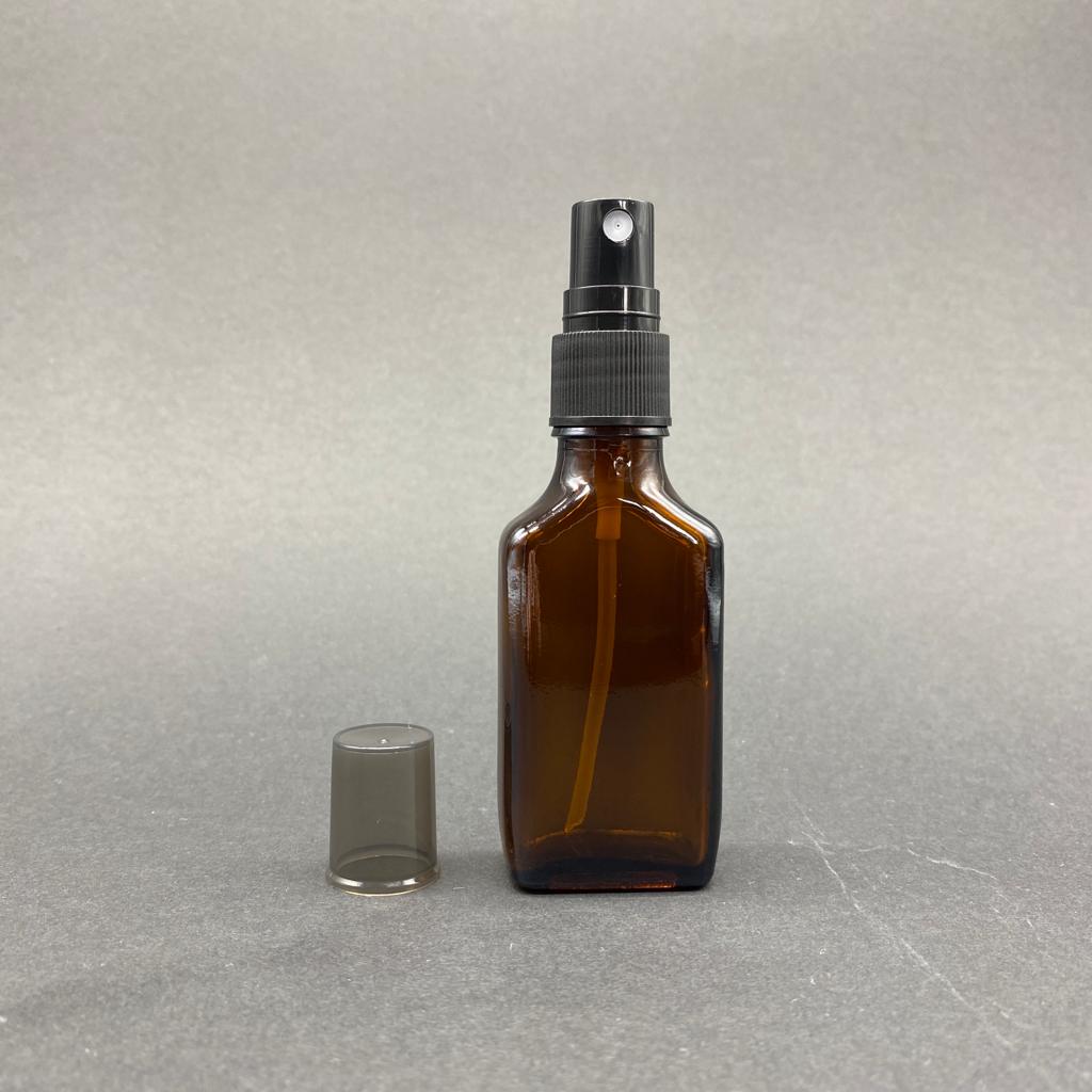 30 Cc Amber Yassı Cam Şişe Siyah Spreyli Takım - 30 Ml Spreyli Cam Şişe