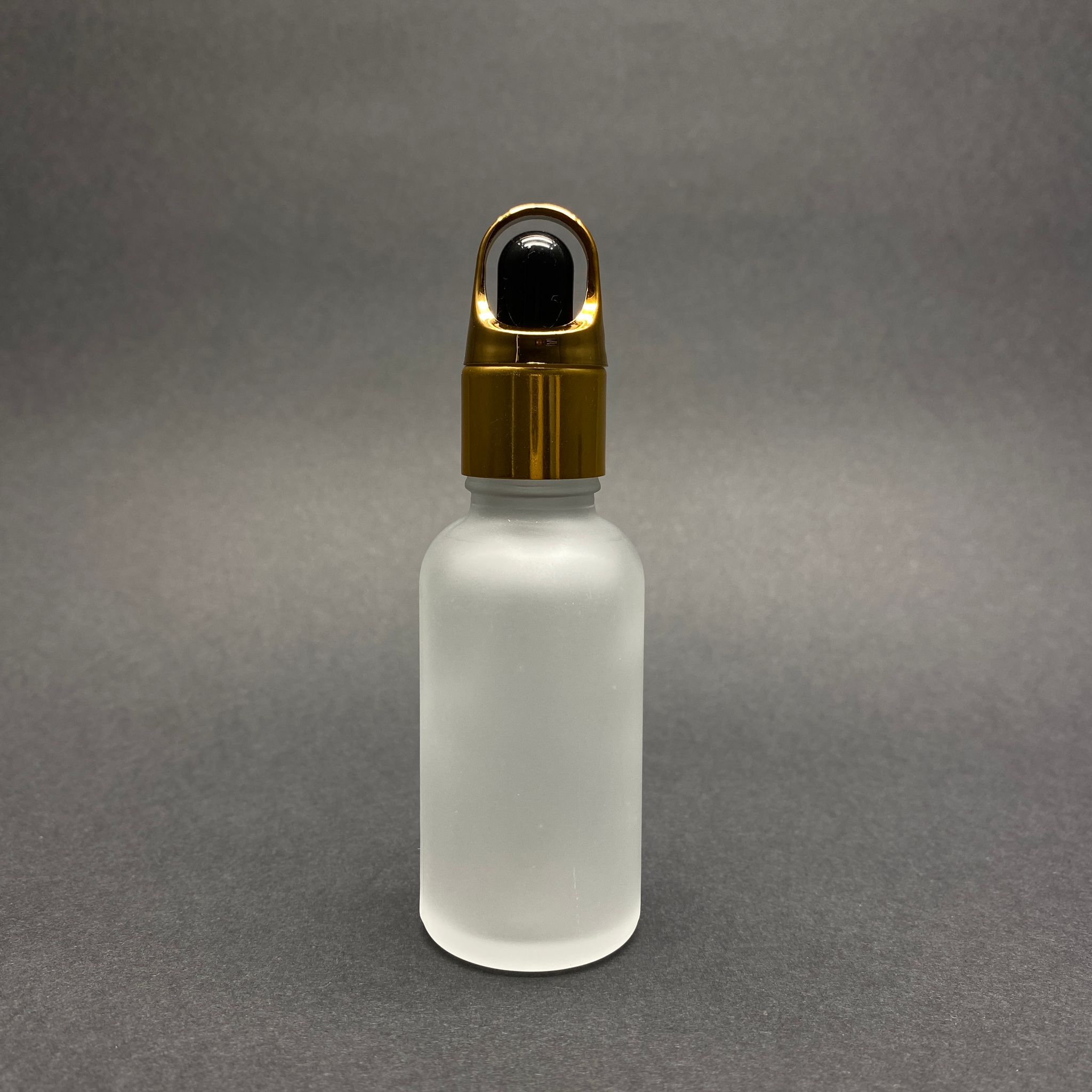 30 Cc Buzlu Cam Damlalıklı Şişe - Siyah Emzik - Gold Flower Sepet Model Metalik Kapak - 30 Ml Cam Damlalıklı Şişe