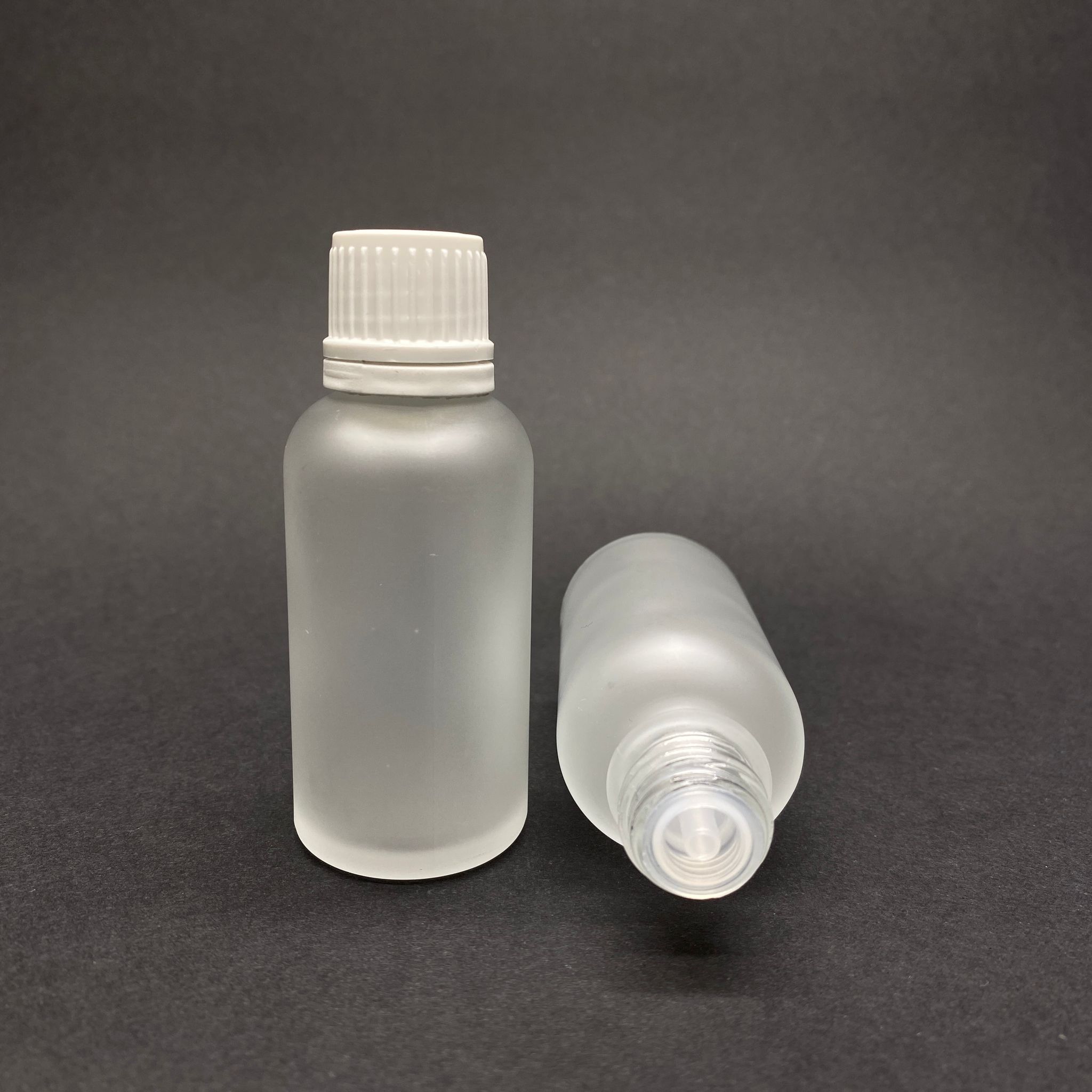 30 Cc Buzlu İçten Damlalıklı (Opsiyonel Damlalık) - Beyaz Kilitli Kapaklı Cam Şişe - 30 Ml Buzlu Kolonya Tıpalı Cam Şişe