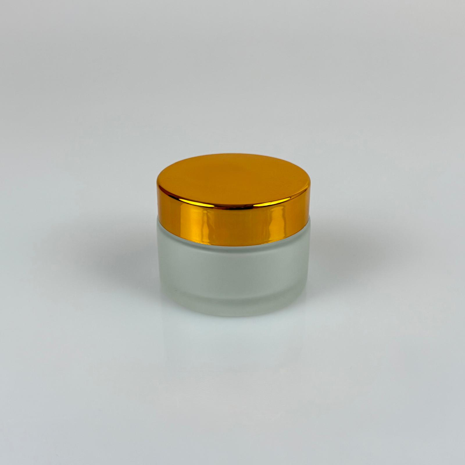 30 Cc Cam Buzlu Krem Kavanozu - Gold Kapaklı İç Contalı - 30 Ml Buzlu Cam Krem Kavanozu - Buzlu Mum Kavanozu