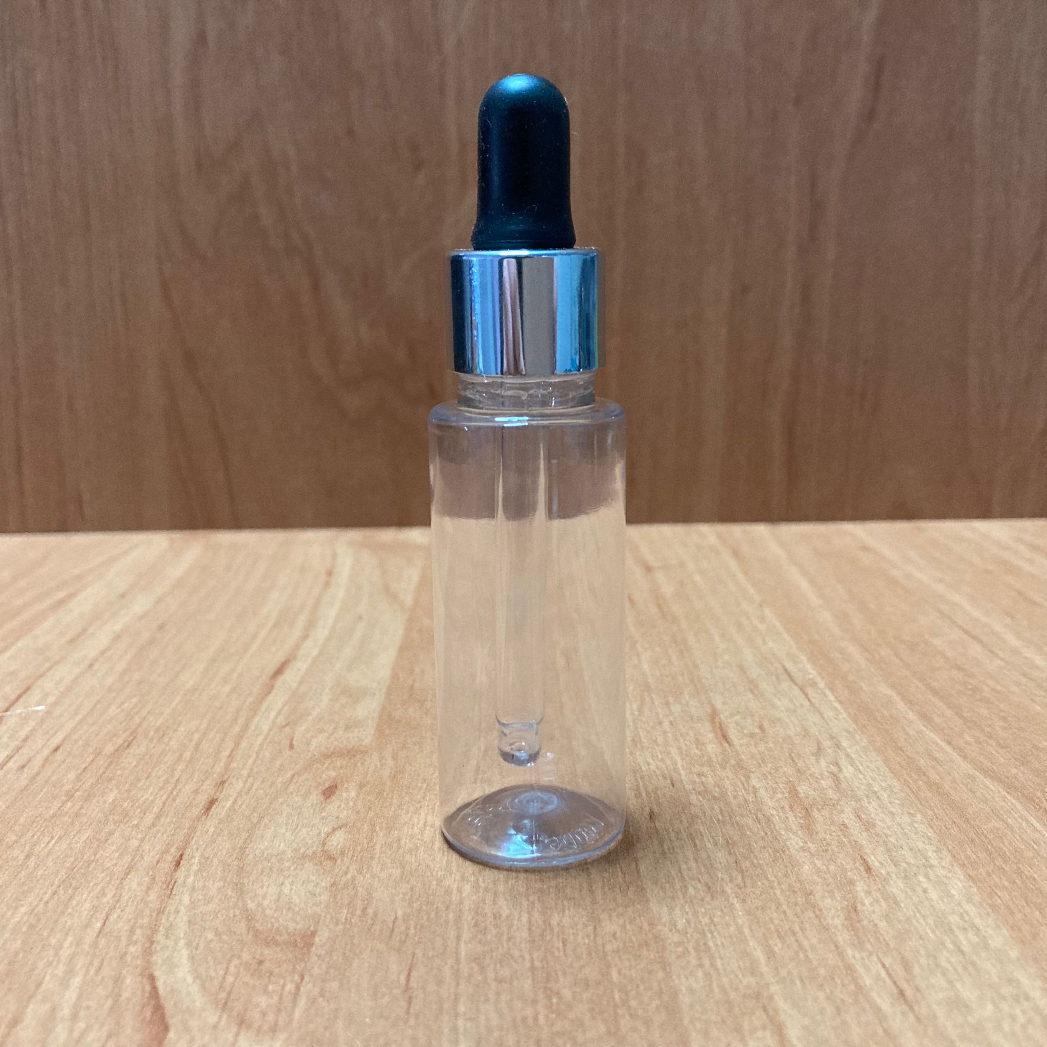 30 Cc Cam Damlalıklı Plastik Şişe - Siyah Emzik - Gümüş Metalik Kapak - 30 Ml Şeffaf Cam Damlalıklı Plastik Şişe