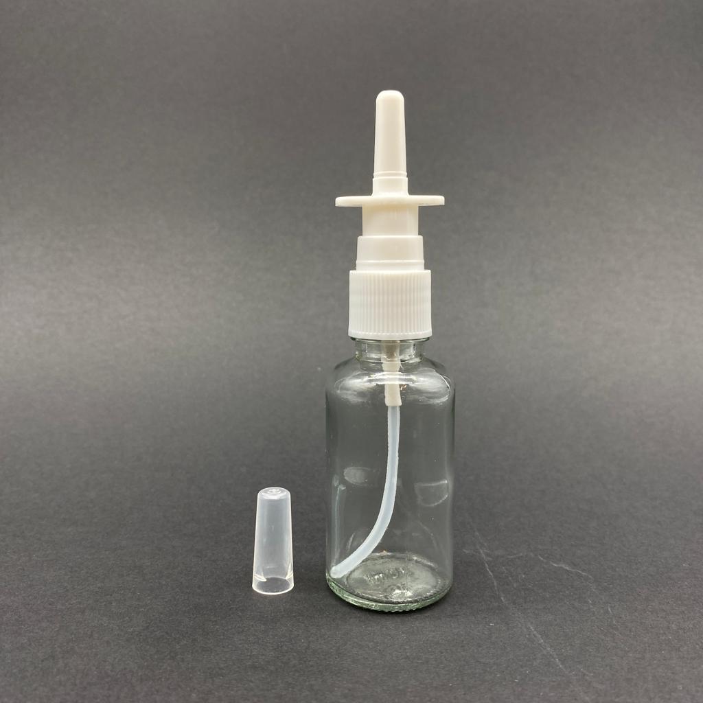 30 Cc Cam Şişe - Beyaz Nazal Burun Spreyli Takım - 30 Ml Burun Spreyli Cam Şişe