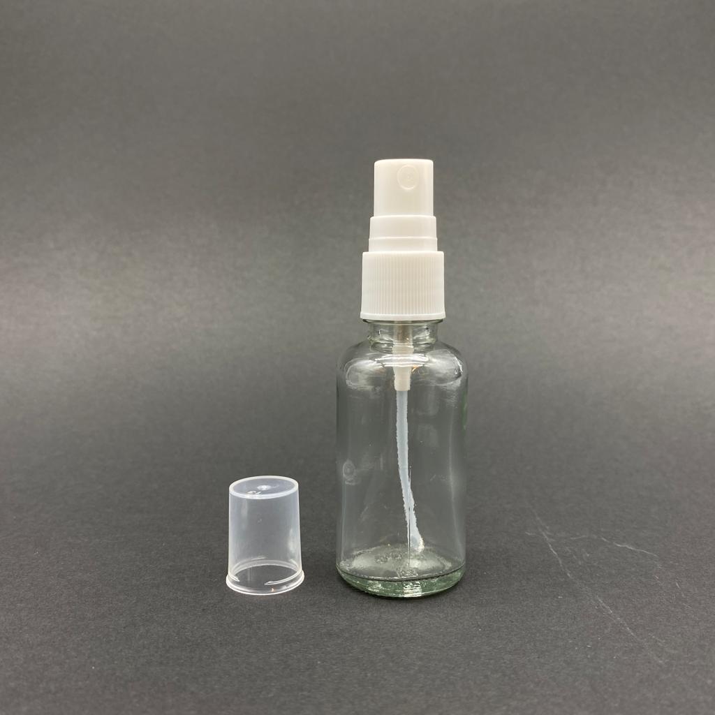 30 Cc Cam Şişe Beyaz Spreyli Takım - 30 Ml Spreyli Şişe
