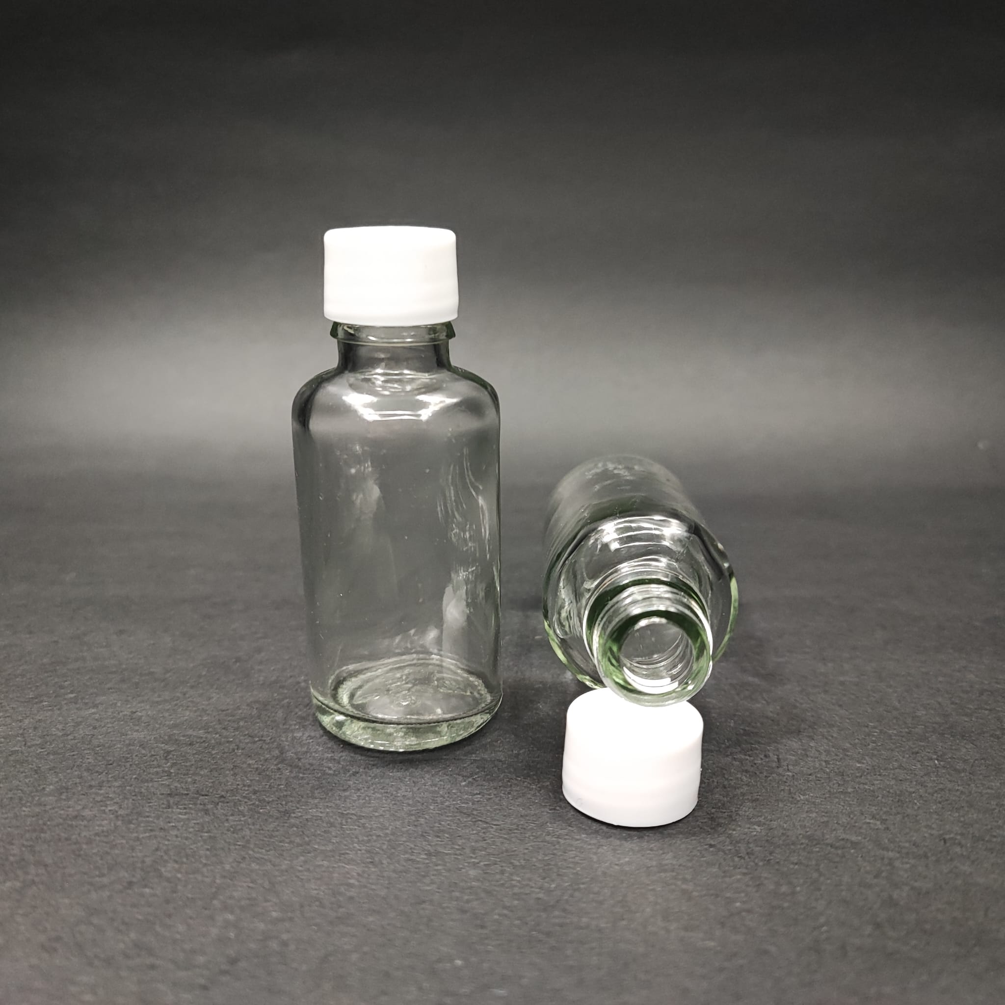 30 Cc Cam Şişe + Kendinden Contalı Sızdırmaz Beyaz Kapak - 30 Ml Kapaklı Cam Şişe