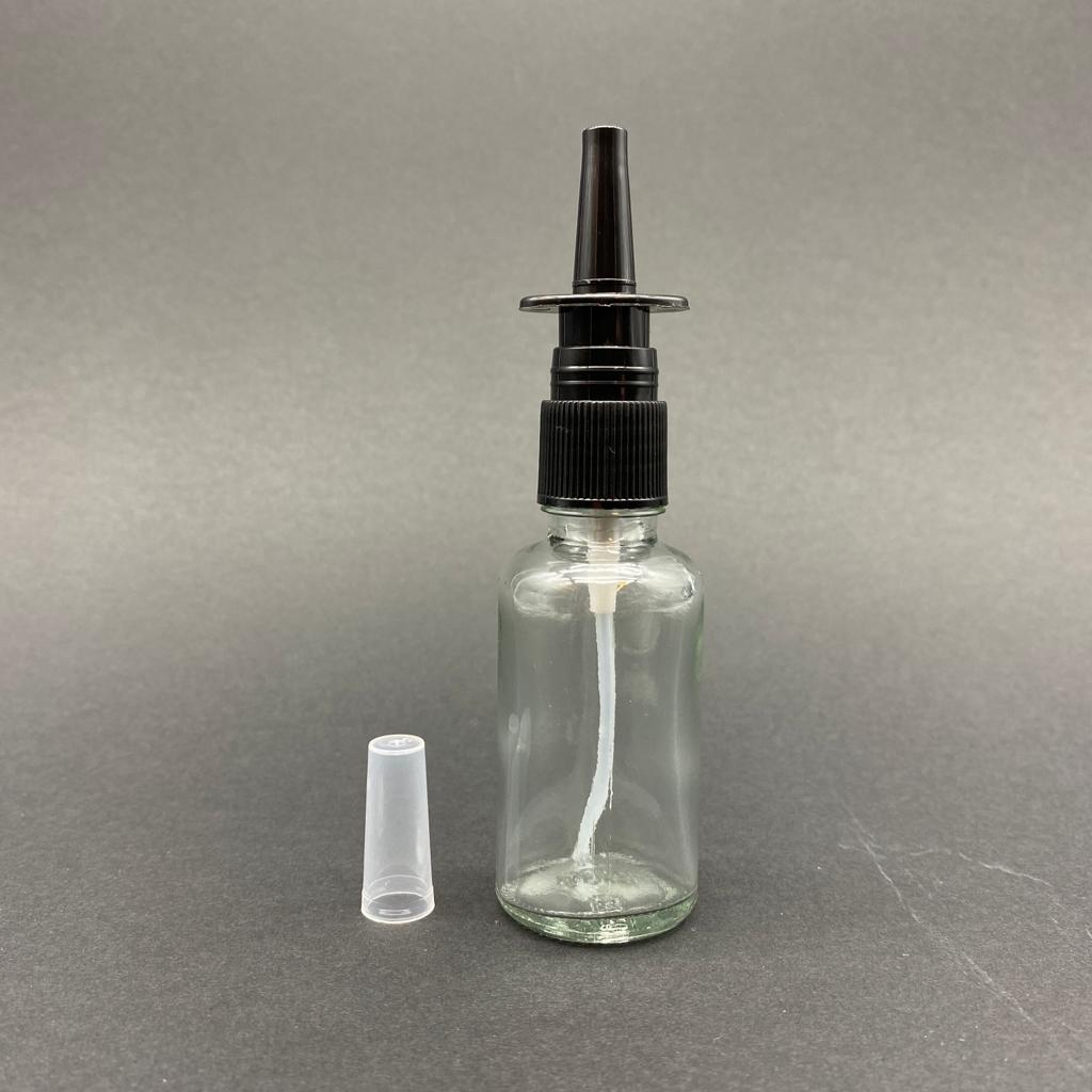 30 Cc Cam Şişe - Siyah Nazal Burun Spreyli Takım - 30 Ml Burun Spreyli Cam Şişe