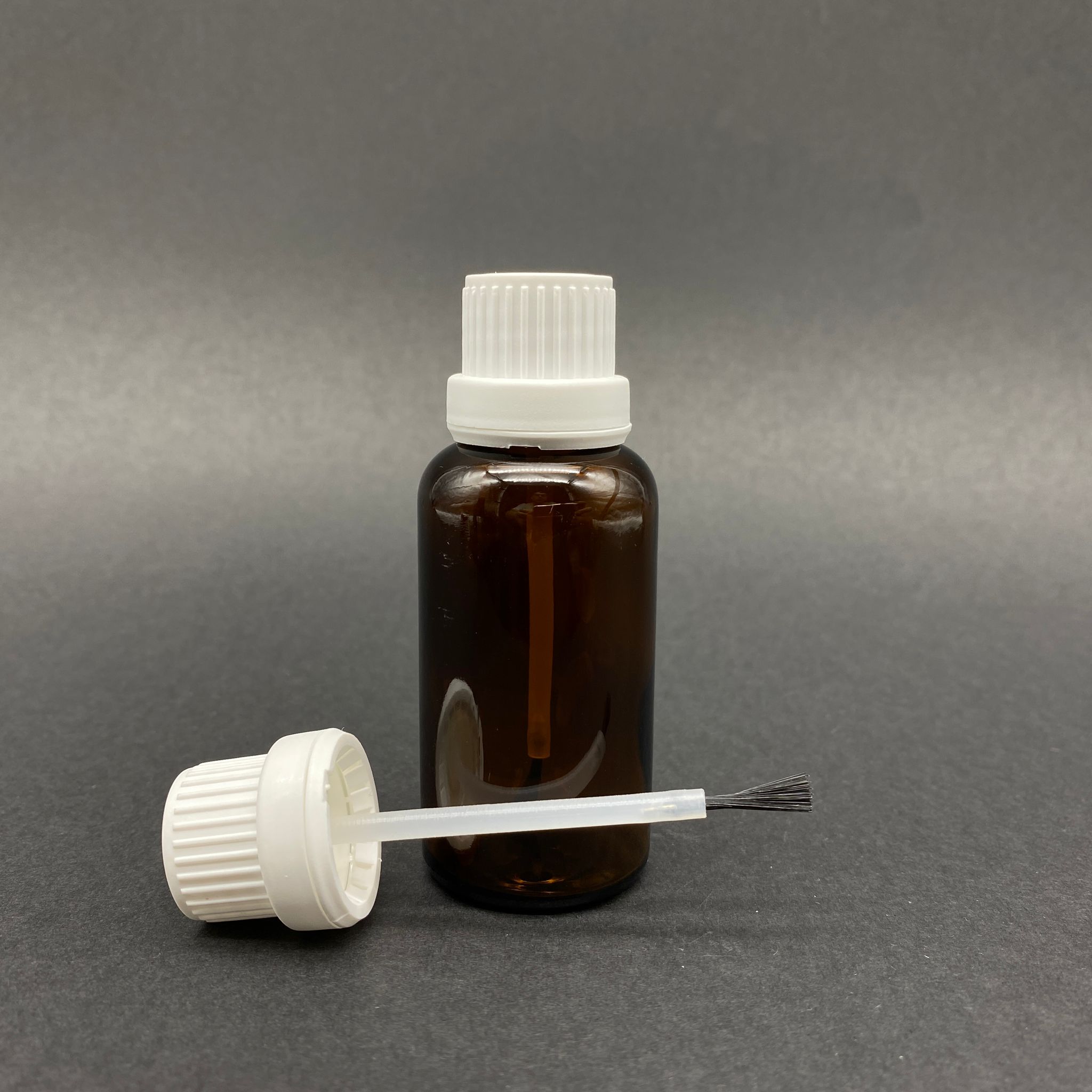 30 Cc Fırçalı Cam Şişe - Amber - 30 Ml Kilitli Kapaklı Fırçalı Cam Şişe