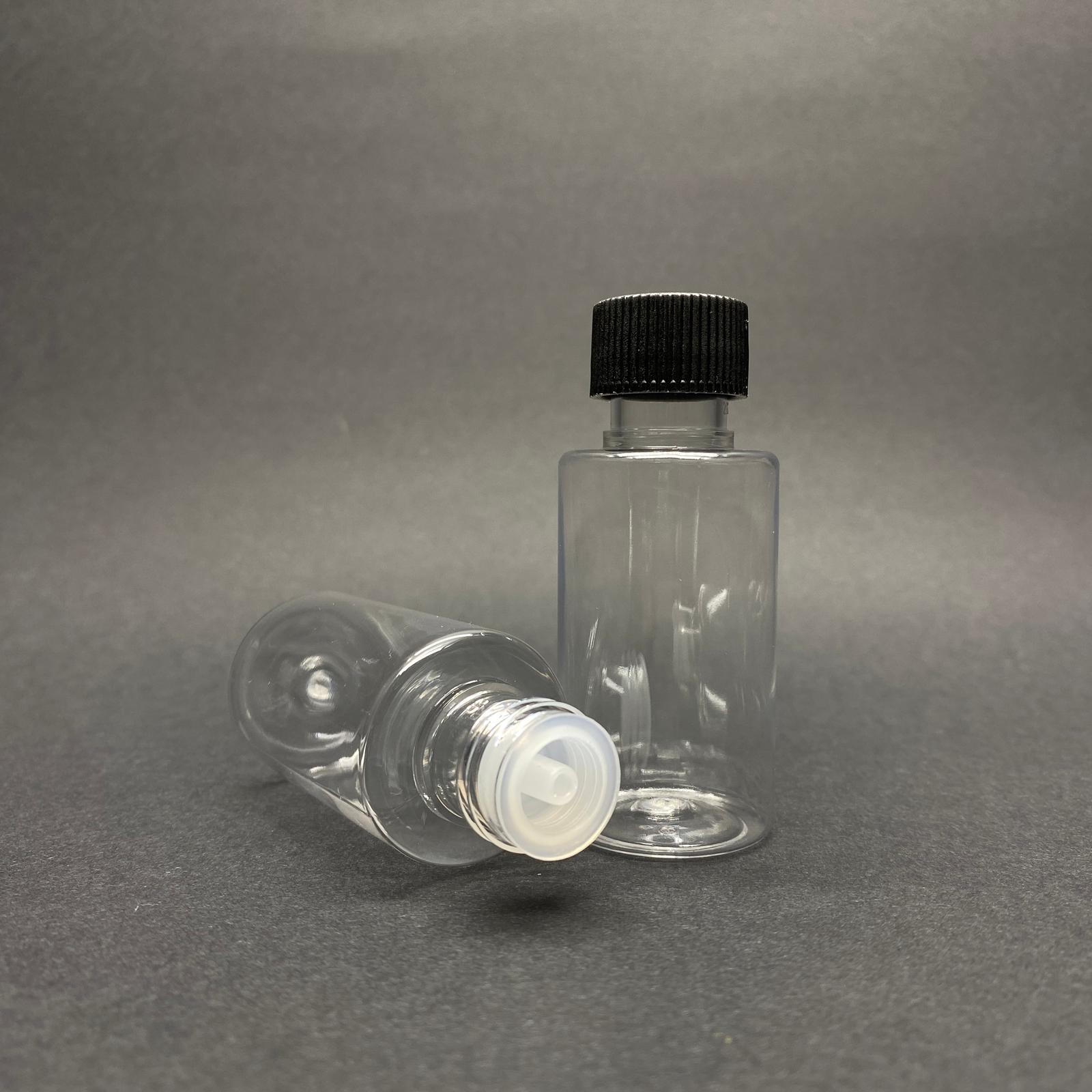 30 Cc İçten Damlalıklı Pet Şişe Silindir Kısa Model - 30 Ml İçten Damlalıklı Plastik Şişe - Siyah Kapaklı Tıpalı Takım