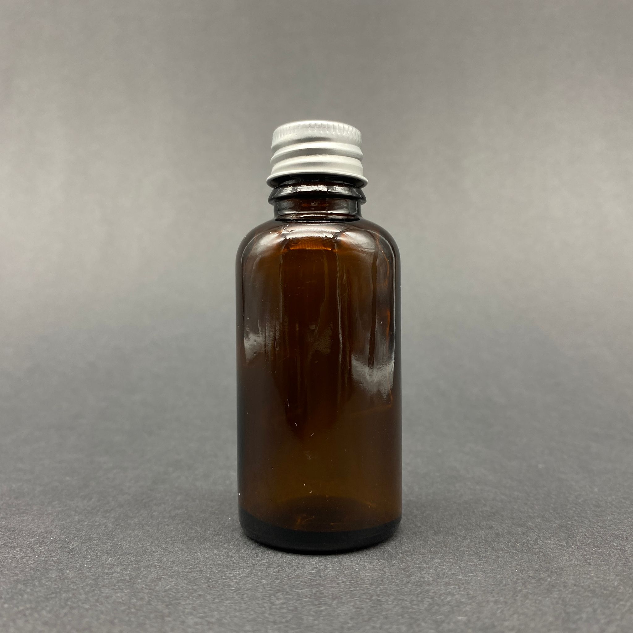 30 Cc Kahverengi Cam Şişe - Gümüş Vidalı Metal Kapaklı  - 30 Ml Amber Standart Cam Şişe