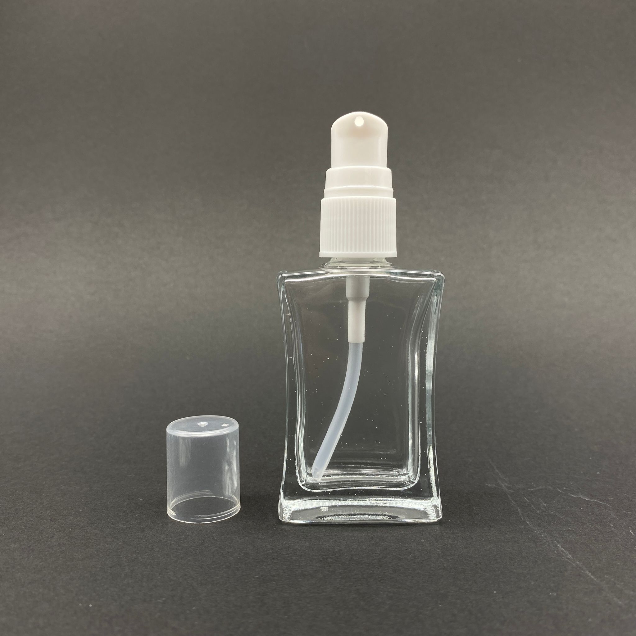 30 Cc Köşeli Cam Şişe Beyaz Losyon Pompalı Takım - 30 Ml Losyon Şişesi