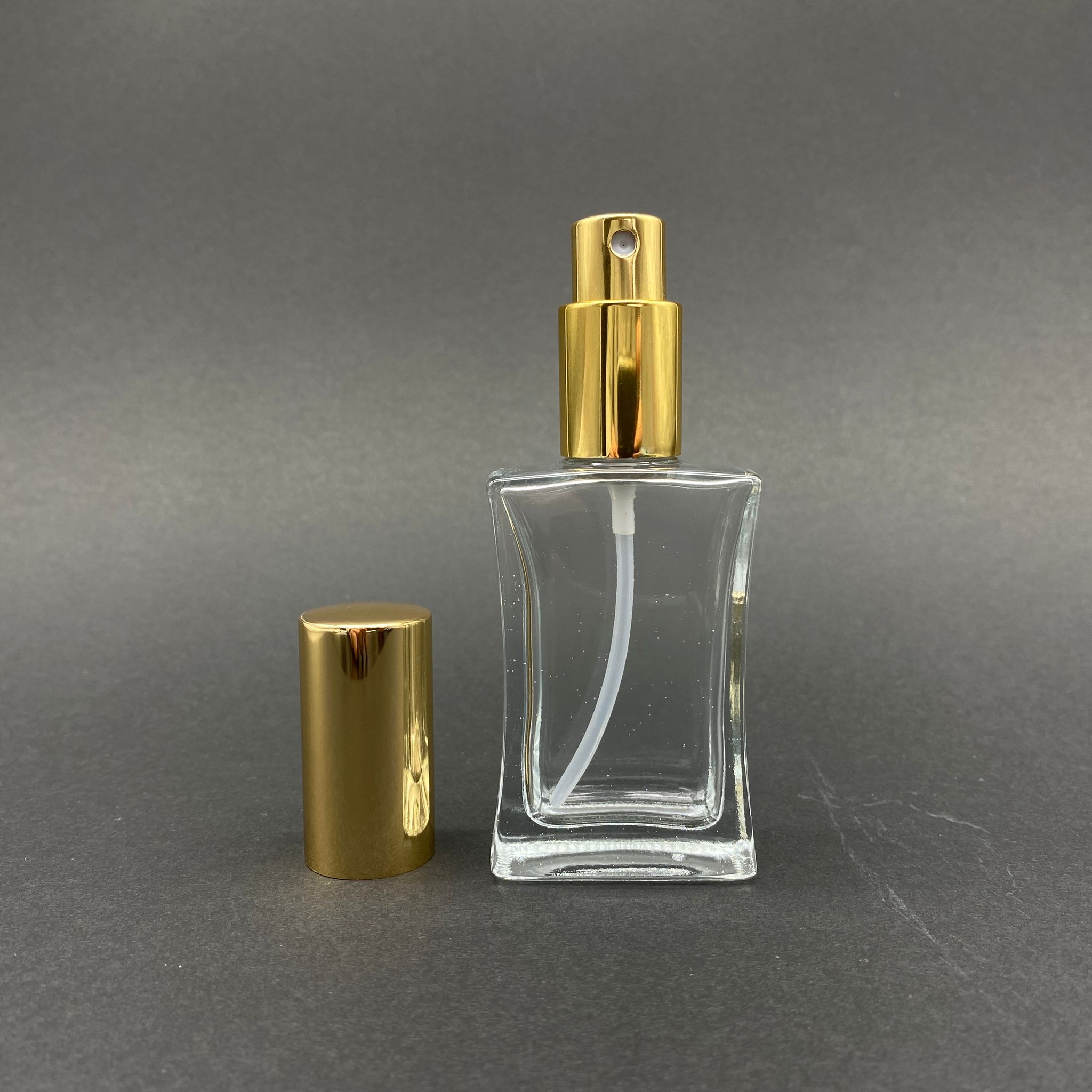 30 Cc Köşeli Cam Şişe - Lüks Metal Spreyli Takım - 30 Ml Spreyli Cam Şişe