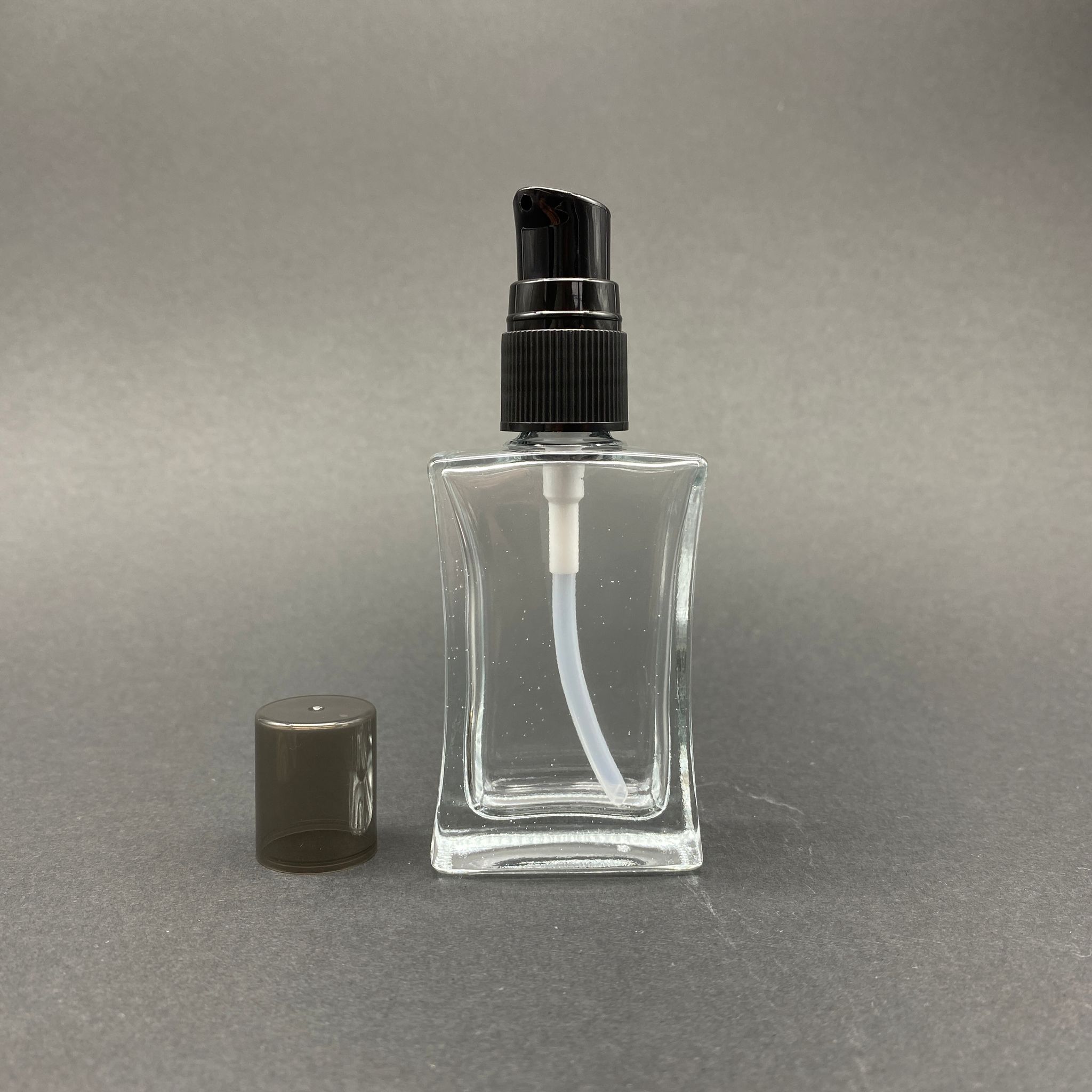 30 Cc Köşeli Cam Şişe Siyah Losyon Pompalı Takım - 30 Ml Losyon Şişesi