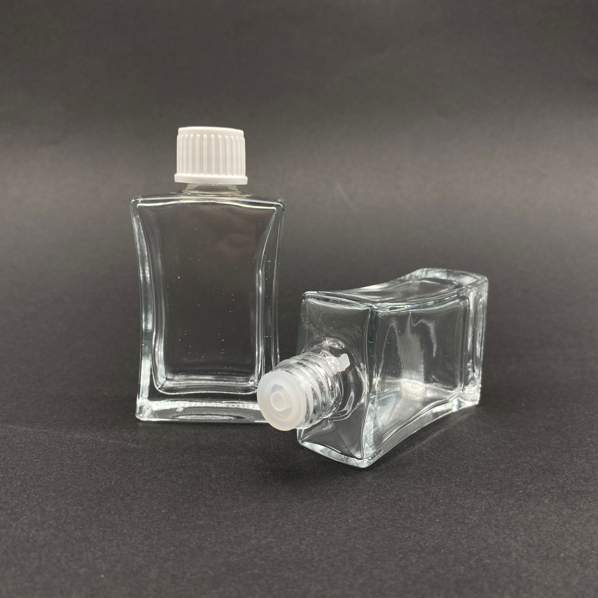 30 Cc Köşeli İçten Damlalıklı - Beyaz Kapaklı Cam Şişe - 30 Ml Yeni İçten Damlalıklı Cam Şişe