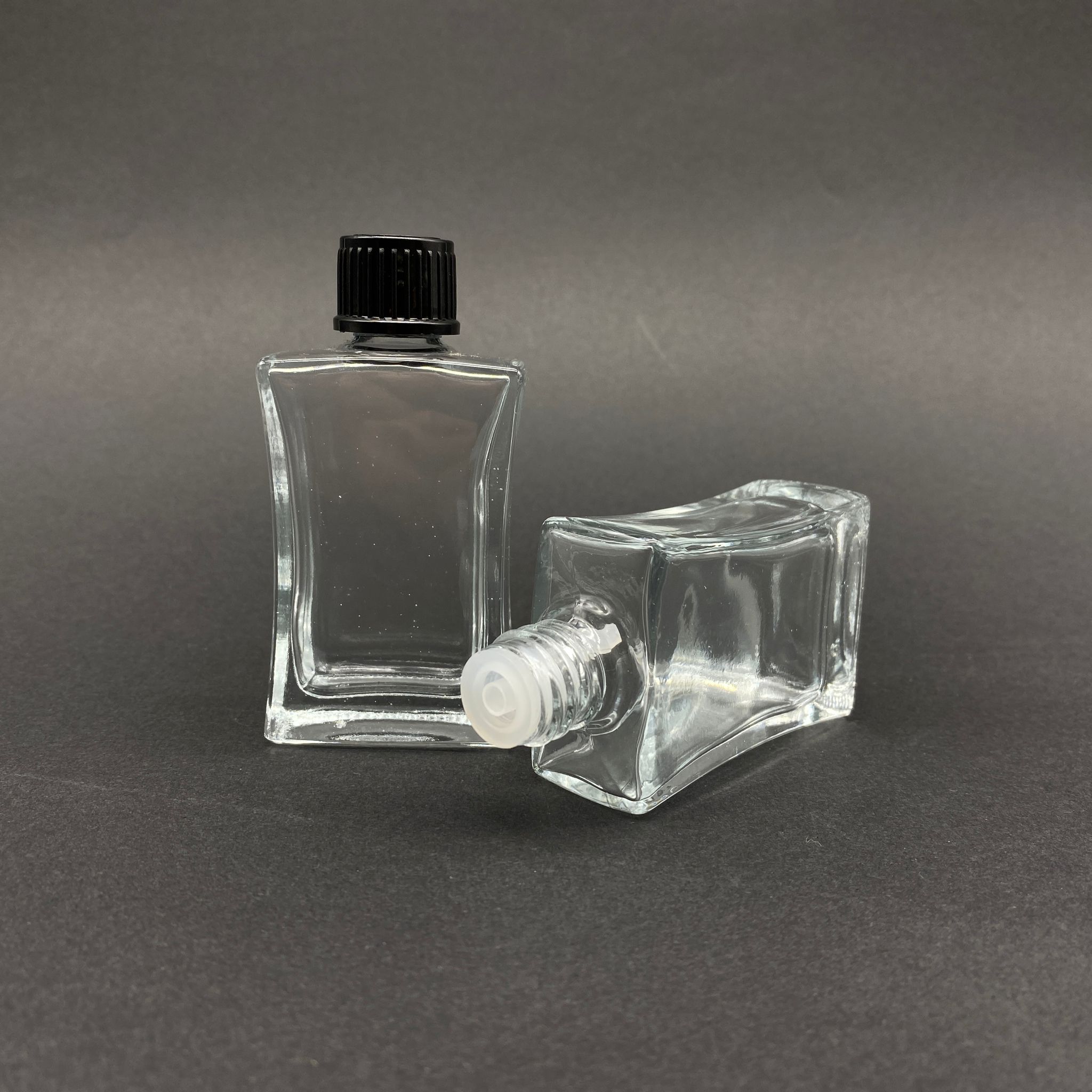 30 Cc Köşeli İçten Damlalıklı - Siyah Kapaklı Cam Şişe - 30 Ml Yeni İçten Damlalıklı Cam Şişe