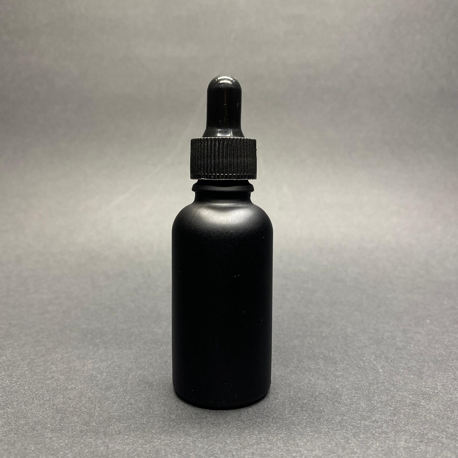 30 Cc Mat Siyah Boyalı Cam Damlalıklı Şişe - Siyah Emzik - Siyah Plastik Kapak - 30 Ml Cam Damlalıklı Şişe