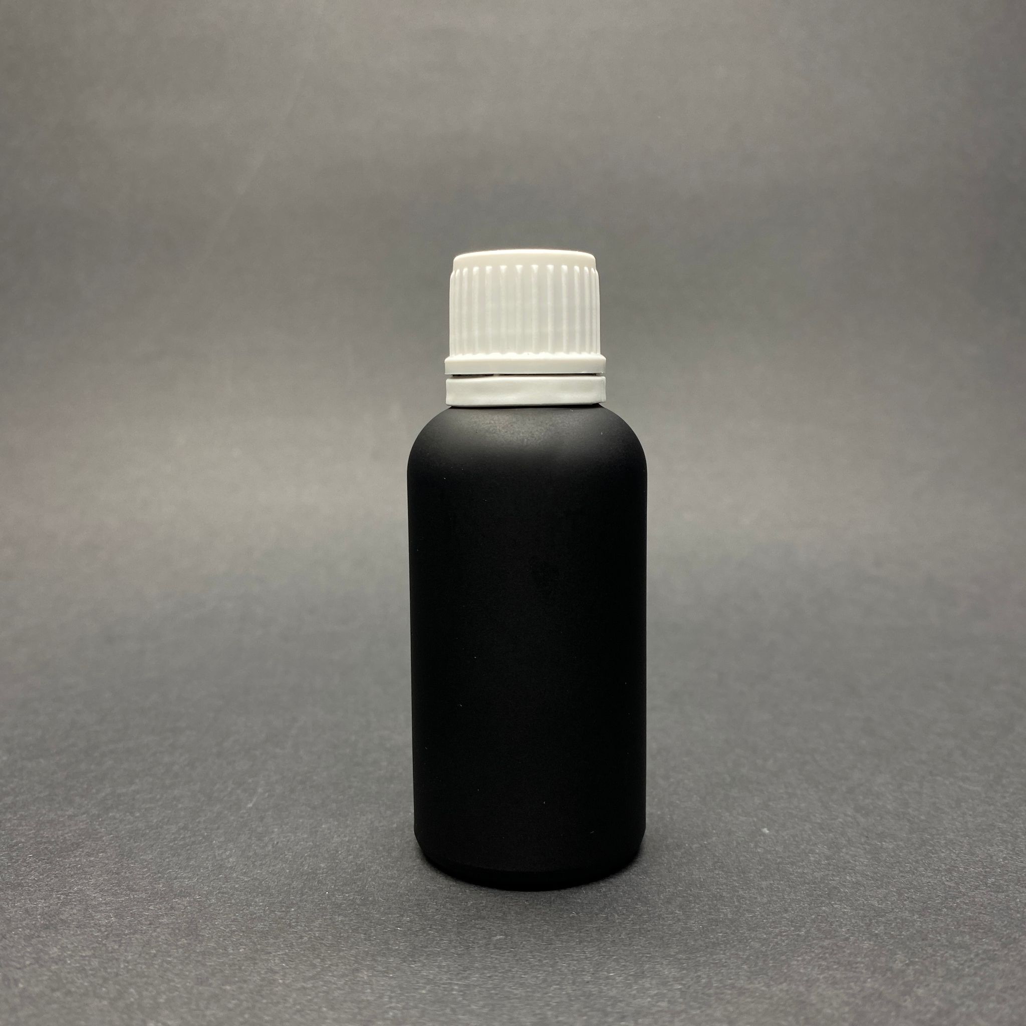 30 Cc Mat Siyah Boyalı Cam Şişe - Beyaz Kilitli Kapaklı - 30 Ml Cam Şişe - Mat Siyah Renk