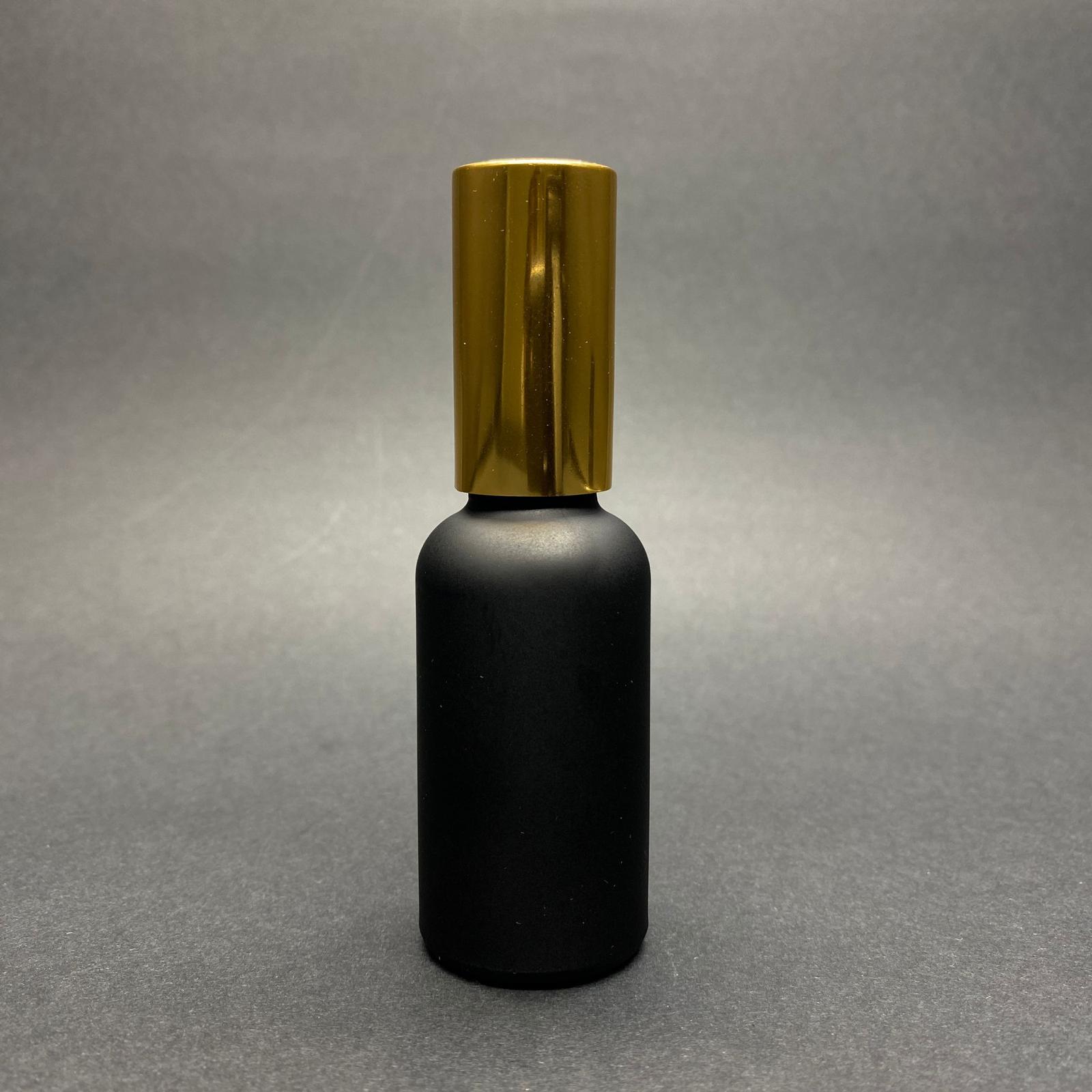 30 Cc Mat Siyah Boyalı Cam Şişe - Gold Spreyli - 30 Ml Cam Şişe - Mat Siyah Renk Parfüm Şişesi