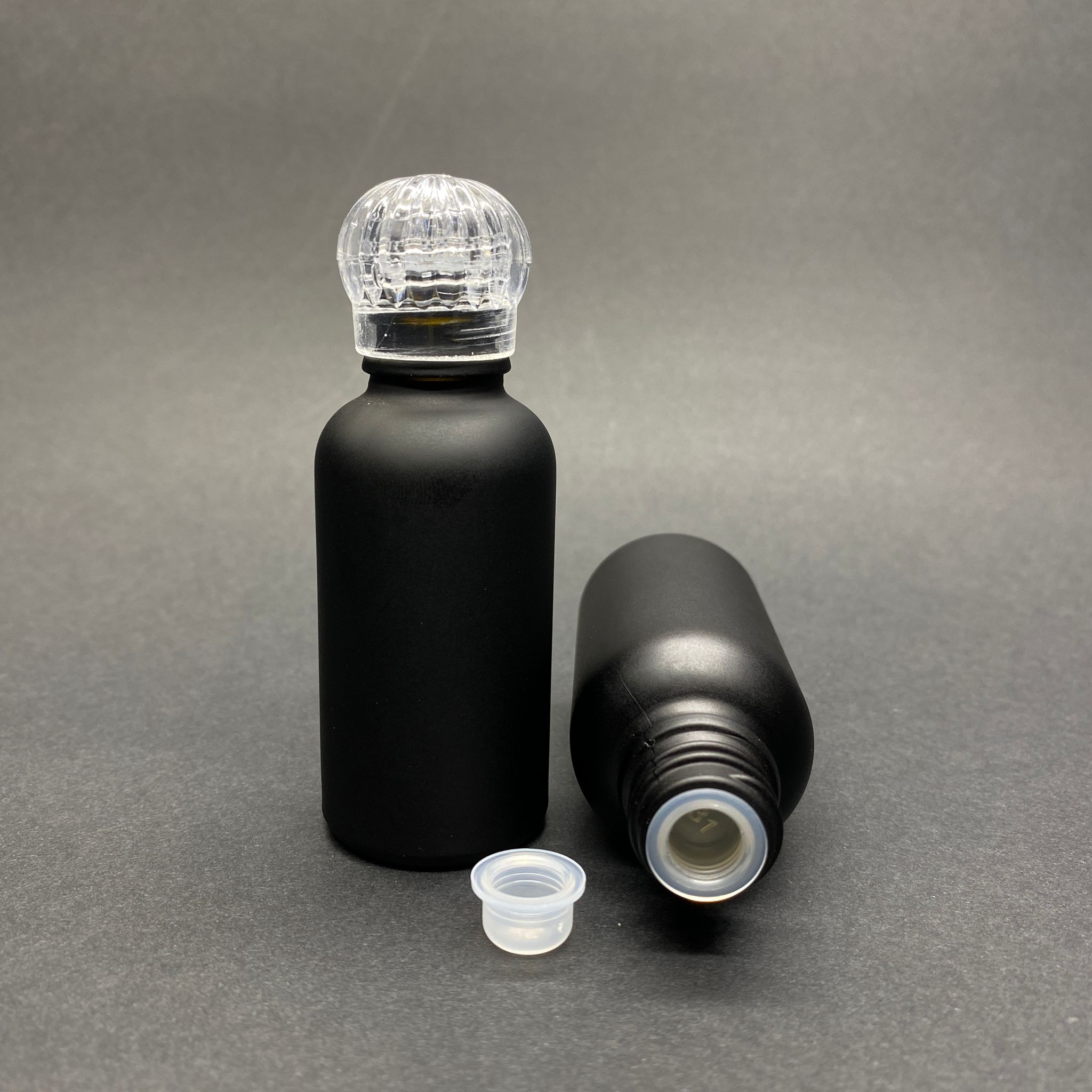 30 Cc Mat Siyah Boyalı Cam Şişe - Kristal Kapaklı - Kör Tıpalı Cam Şişe - 30 Ml Cam Şişe - Kapak + Kör Tıpa