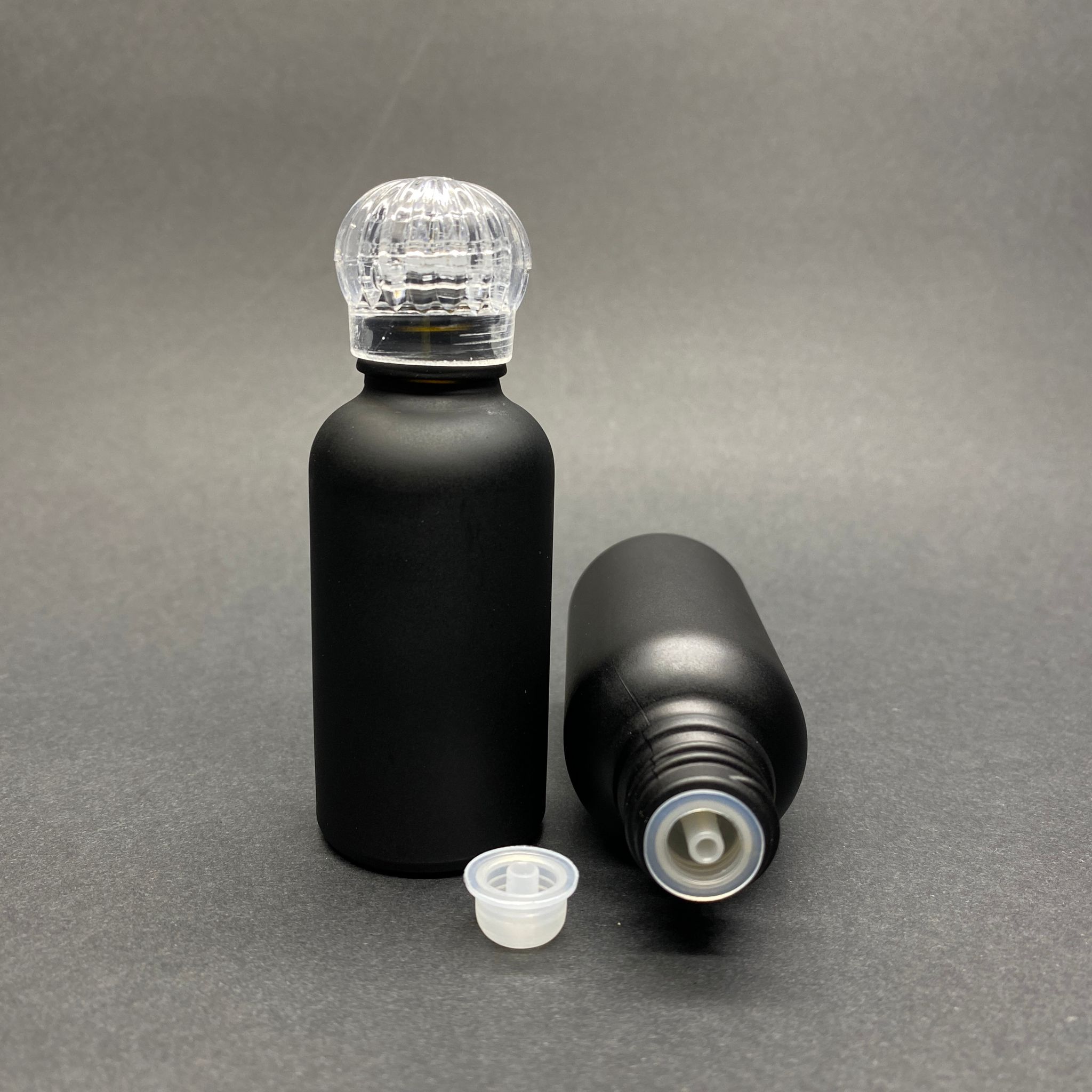 30 Cc Mat Siyah Boyalı İçten Damlalıklı (Opsiyonel Damlalık) - Kristal Kapaklı Cam Şişe - 30 Ml Kolonya Tıpalı Cam Şişe