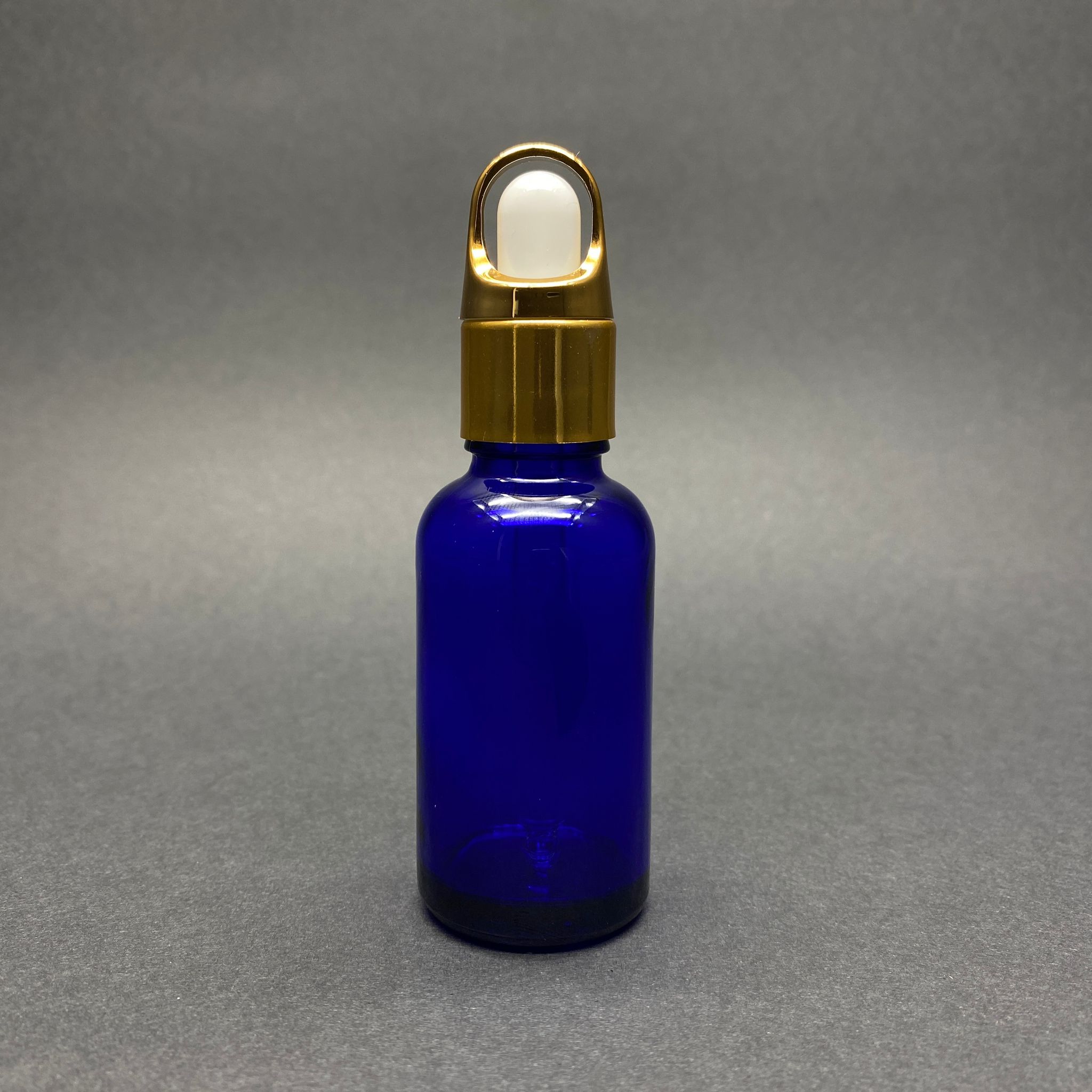 30 Cc Mavi Cam Damlalıklı Şişe - Beyaz Emzik - Gold Flower Sepet Model Metalik Kapak - 30 Ml Cam Damlalıklı Şişe
